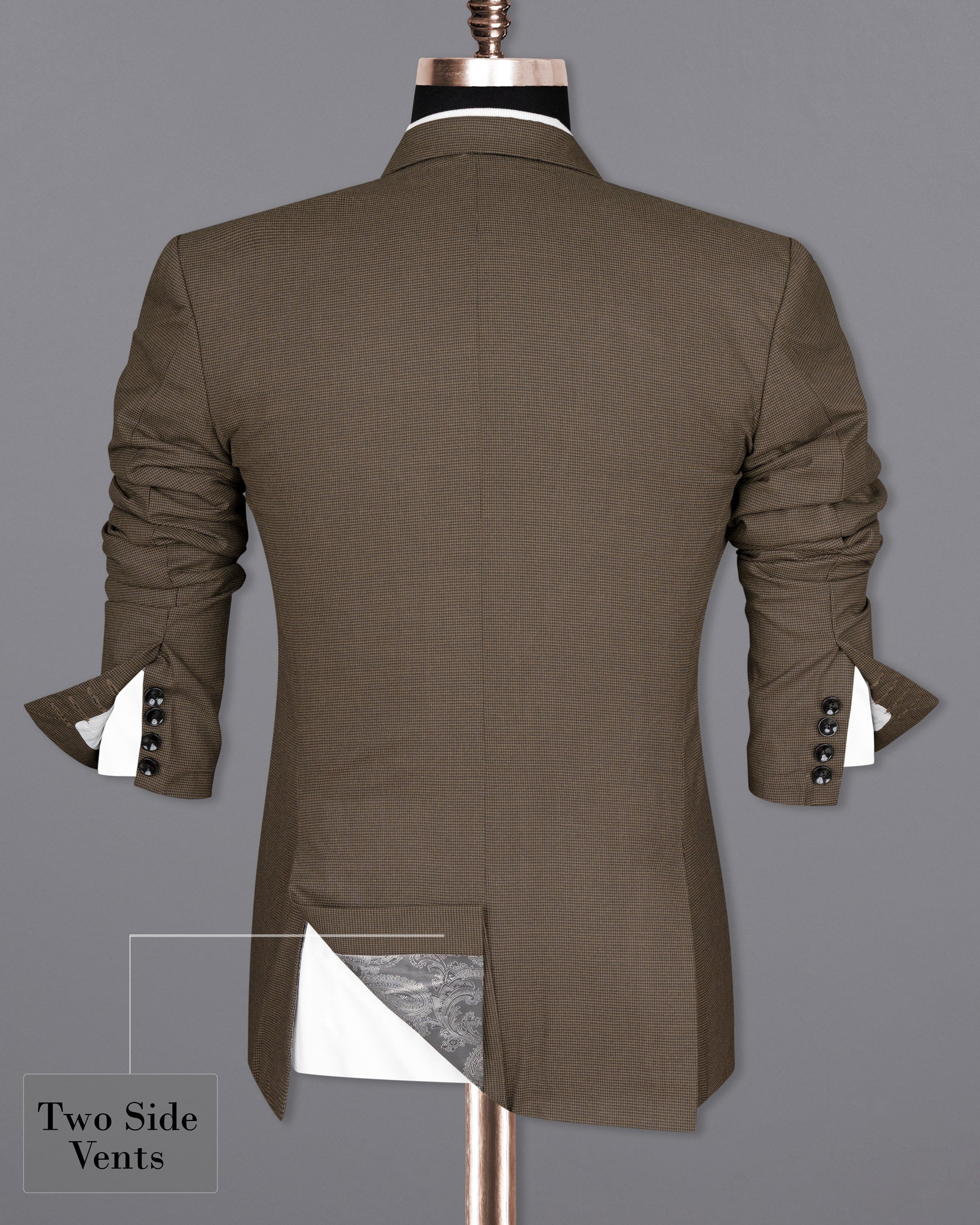 Coffee Brown Textured Single Breasted Premium Wool-Blend Blazers
