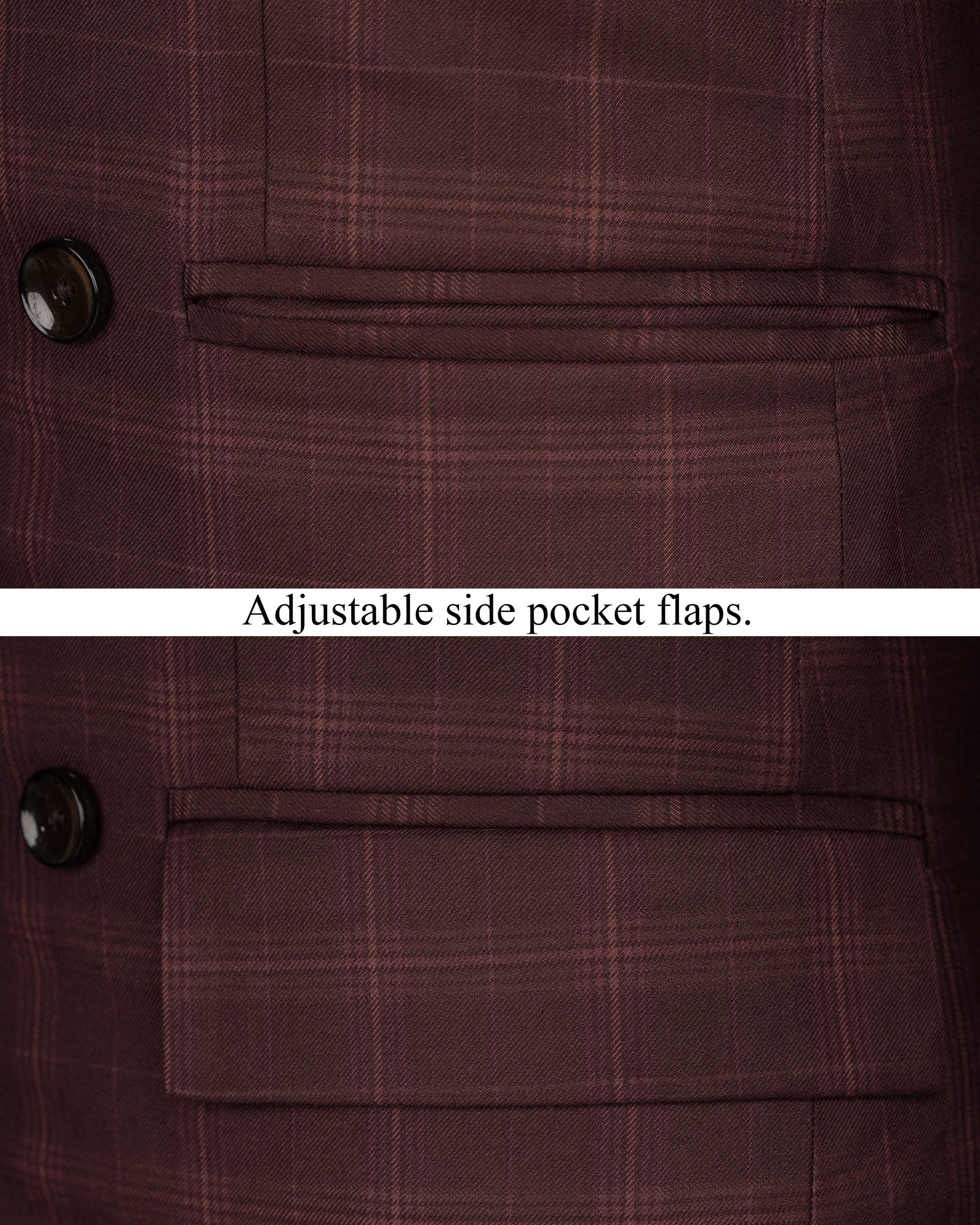 Crater Brown Super fine Plaid Double Breasted Wool Rich BlazerBL1607-DB-36, BL1607-DB-38, BL1607-DB-40, BL1607-DB-42, BL1607-DB-44, BL1607-DB-46, BL1607-DB-48, BL1607-DB-50, BL1607-DB-52, BL1607-DB-54, BL1607-DB-56, BL1607-DB-58, BL1607-DB-60
