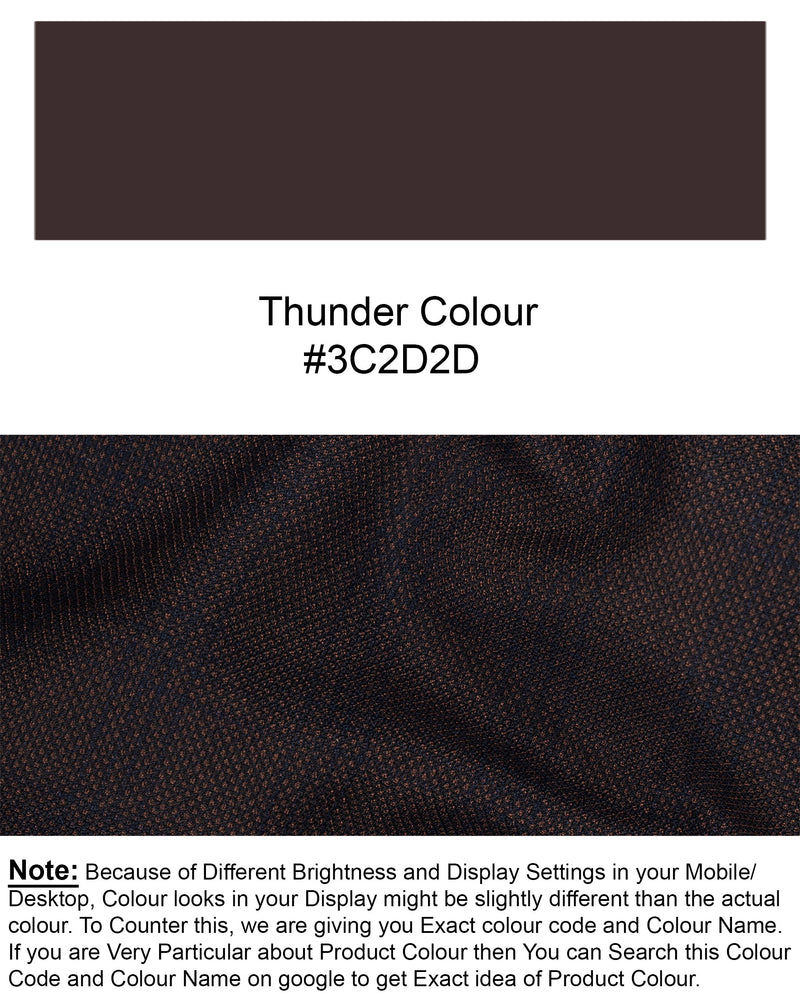 Thunder Brown Subtle Checkered Woolrich Cross buttoned Bandhgala Blazer BL1625-CBG2-36, BL1625-CBG2-38, BL1625-CBG2-40, BL1625-CBG2-42, BL1625-CBG2-44, BL1625-CBG2-46, BL1625-CBG2-48, BL1625-CBG2-50, BL1625-CBG2-52, BL1625-CBG2-54, BL1625-CBG2-56, BL1625-CBG2-58, BL1625-CBG2-60