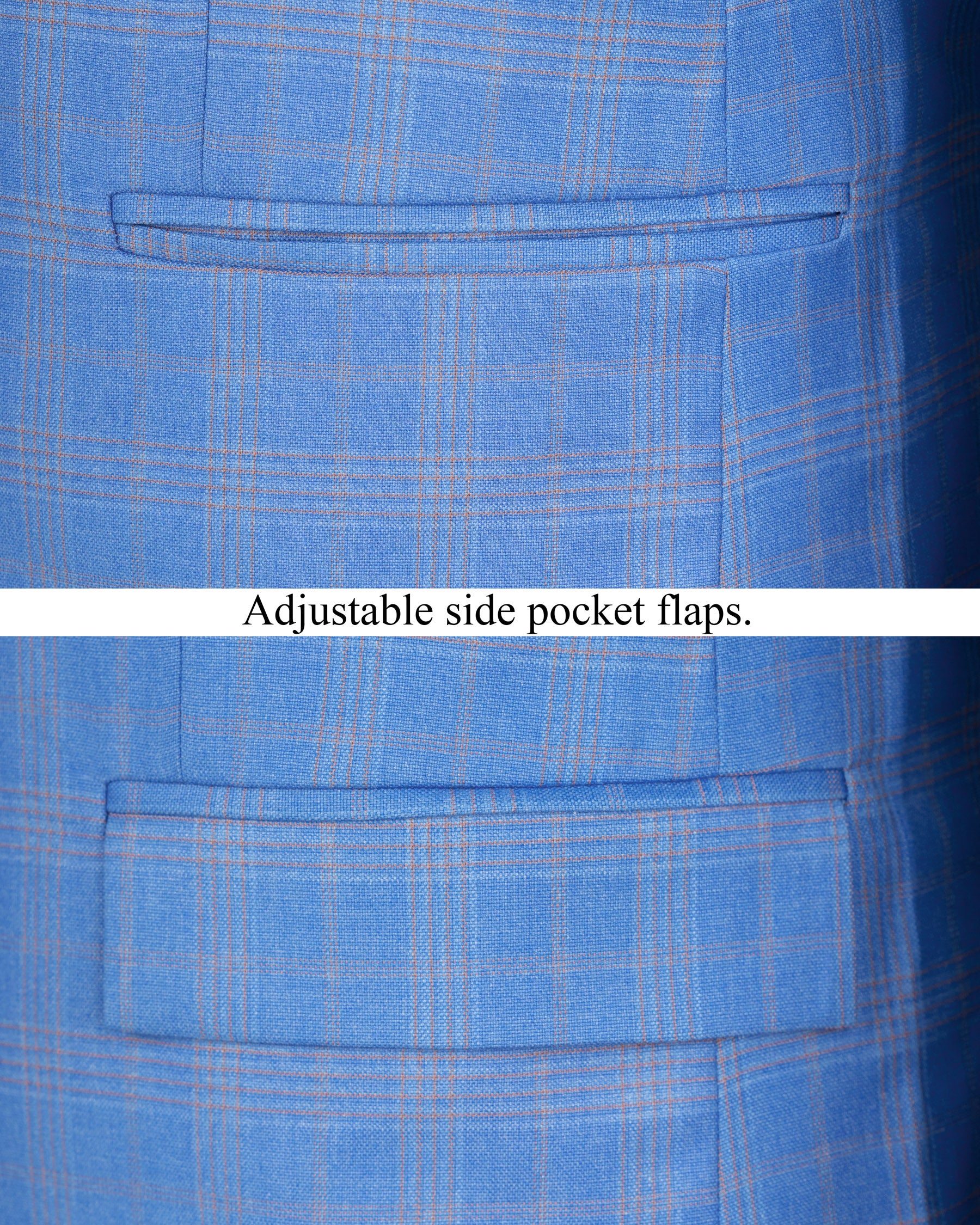 Jordy Blue Plaid Woolrich Cross buttoned Bandhgala Blazer BL1636-CBG2-36, BL1636-CBG2-38, BL1636-CBG2-40, BL1636-CBG2-42, BL1636-CBG2-44, BL1636-CBG2-46, BL1636-CBG2-48, BL1636-CBG2-50, BL1636-CBG2-52, BL1636-CBG2-54, BL1636-CBG2-56, BL1636-CBG2-58, BL1636-CBG2-60