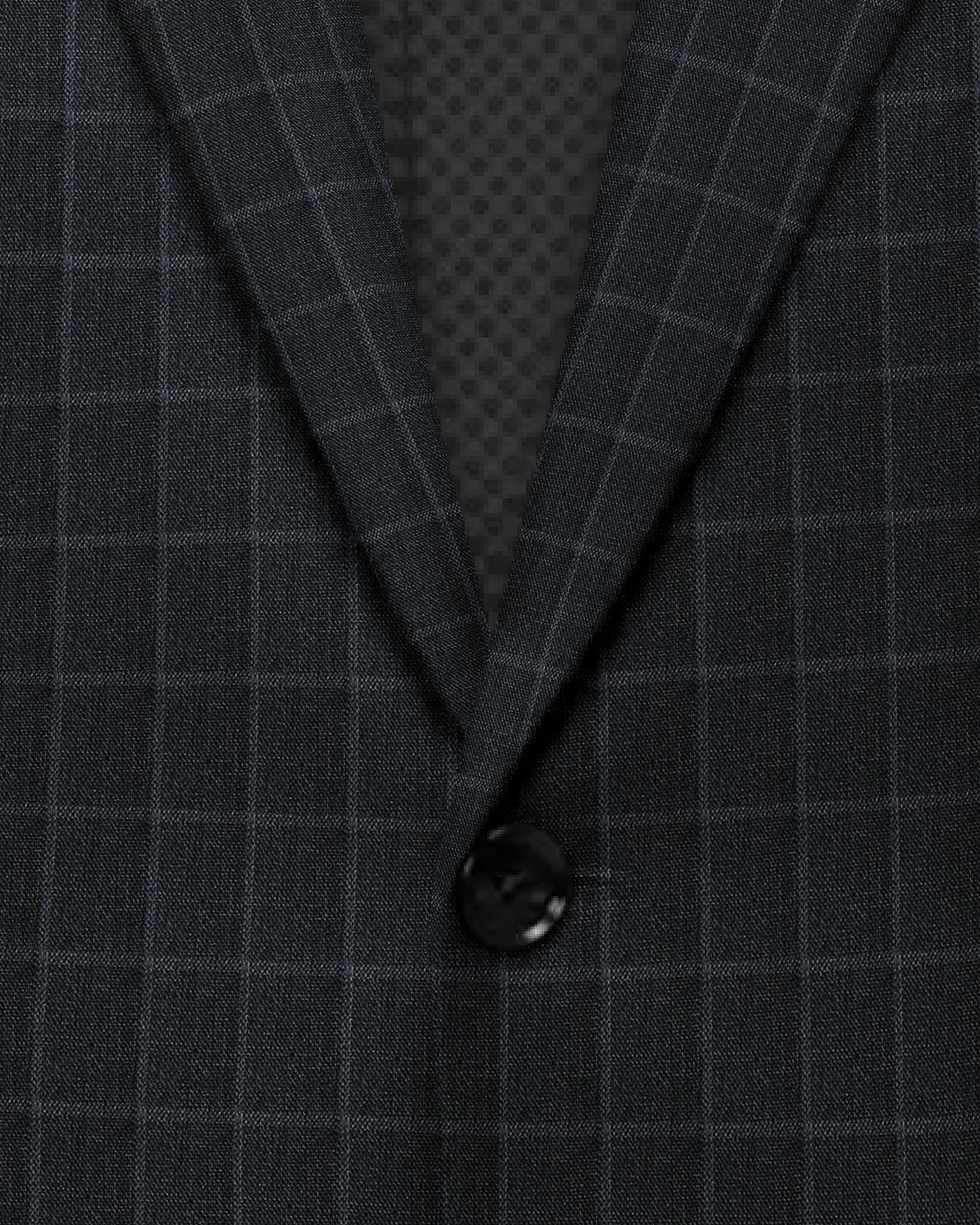 Black with Steel Blue Windowpane Blazer