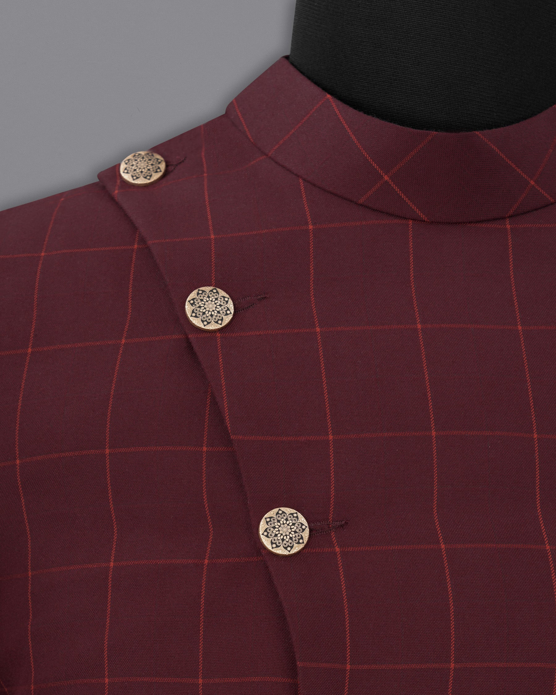 Maroon Oak Windowpane Cross Buttoned Bandhgala Windowpane Blazer BL1710-CBG2-36,BL1710-CBG2-38,BL1710-CBG2-40,BL1710-CBG2-42,BL1710-CBG2-44,BL1710-CBG2-46,BL1710-CBG2-48,BL1710-CBG2-50,BL1710-CBG2-52,BL1710-CBG2-54,BL1710-CBG2-56,BL1710-CBG2-58,BL1710-CBG2-60