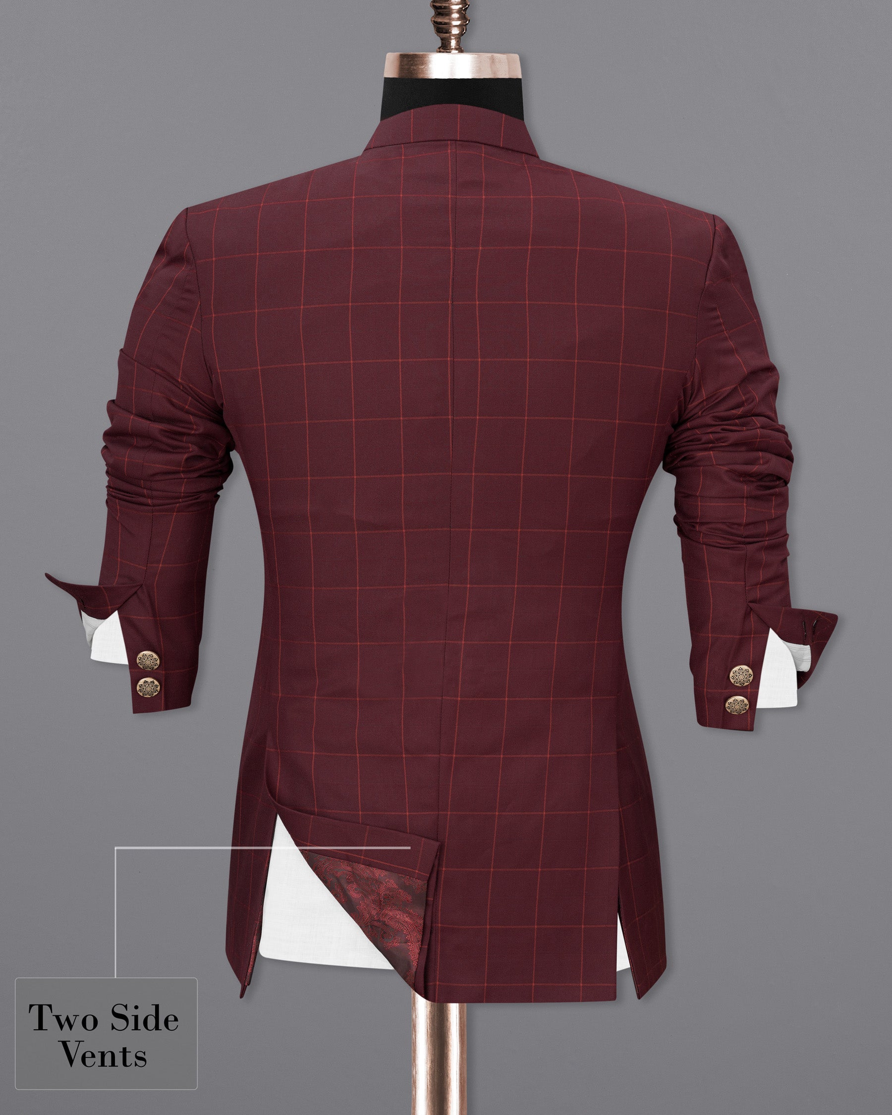 Maroon Oak Windowpane Cross Buttoned Bandhgala Windowpane Blazer BL1710-CBG2-36,BL1710-CBG2-38,BL1710-CBG2-40,BL1710-CBG2-42,BL1710-CBG2-44,BL1710-CBG2-46,BL1710-CBG2-48,BL1710-CBG2-50,BL1710-CBG2-52,BL1710-CBG2-54,BL1710-CBG2-56,BL1710-CBG2-58,BL1710-CBG2-60