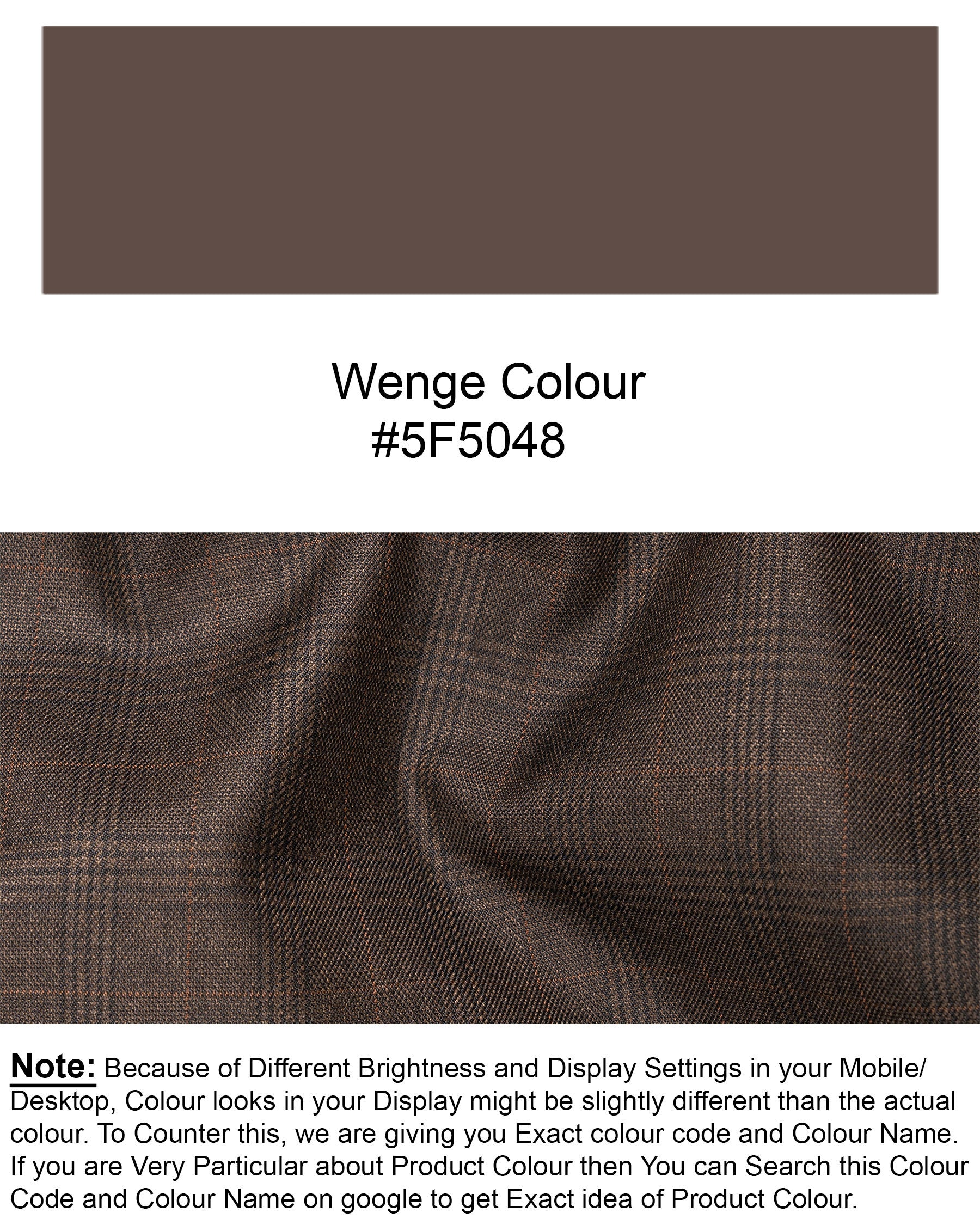 Wenge Brown Subtle Plaid Double Breasted Blazer