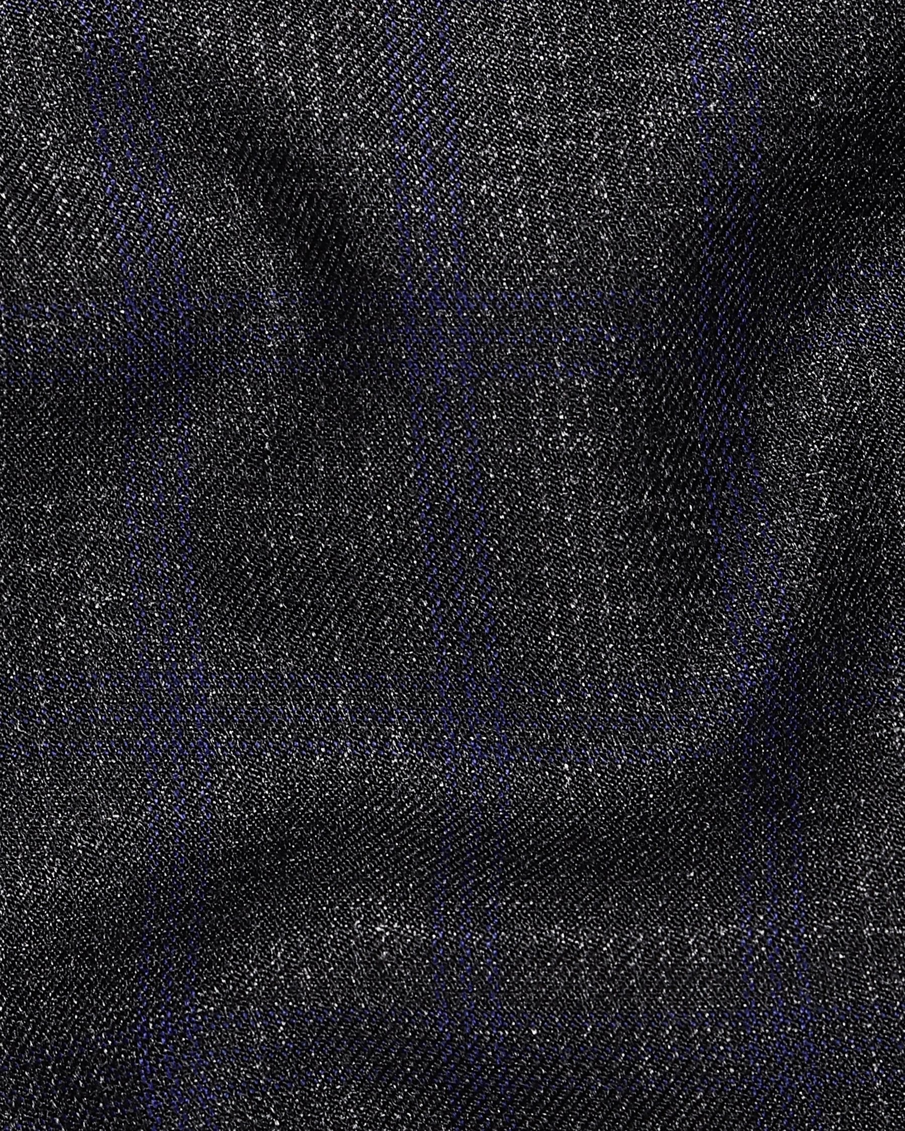 Charcoal Grey with Lavender subtle windowpane Textured Marino Wool Blazer