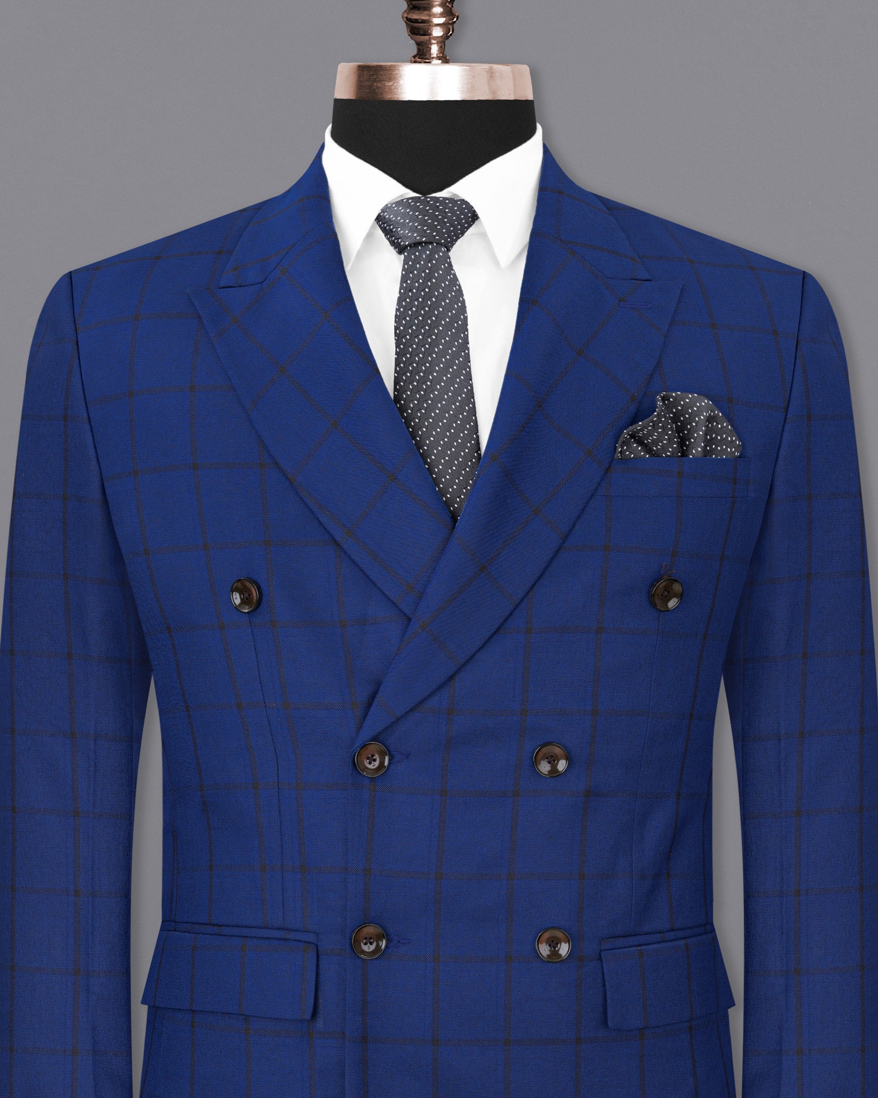 Deep Sapphire Windowpane Double Breasted Blazer BL1721-DB-36,BL1721-DB-38,BL1721-DB-40,BL1721-DB-42,BL1721-DB-44,BL1721-DB-46,BL1721-DB-48,BL1721-DB-50,BL1721-DB-52,BL1721-DB-54,BL1721-DB-56,BL1721-DB-58,BL1721-DB-60