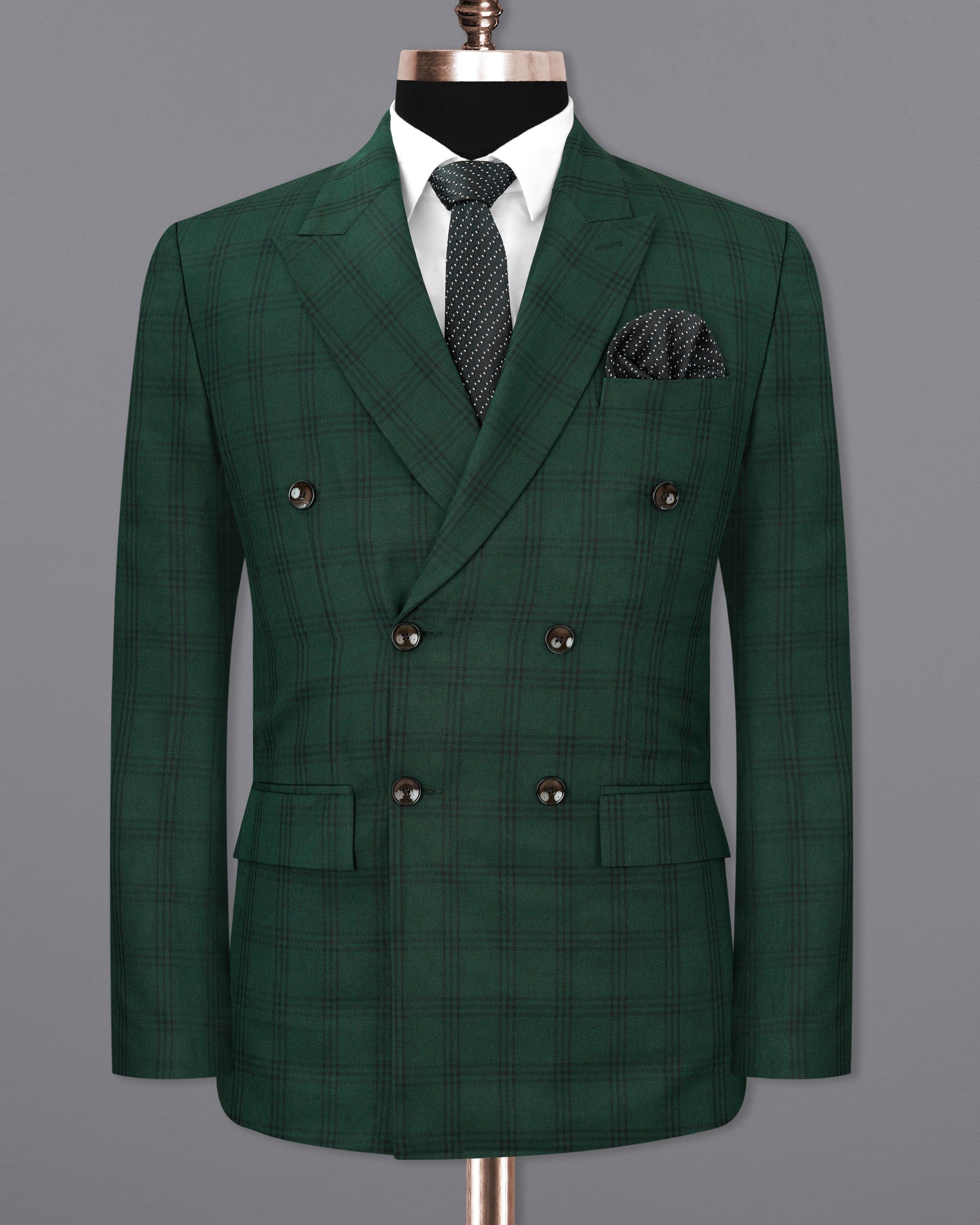 Phthalo Green Windowpane Double Breasted Blazer BL1722-DB-36,BL1722-DB-38,BL1722-DB-40,BL1722-DB-42,BL1722-DB-44,BL1722-DB-46,BL1722-DB-48,BL1722-DB-50,BL1722-DB-52,BL1722-DB-54,BL1722-DB-56,BL1722-DB-58,BL1722-DB-60