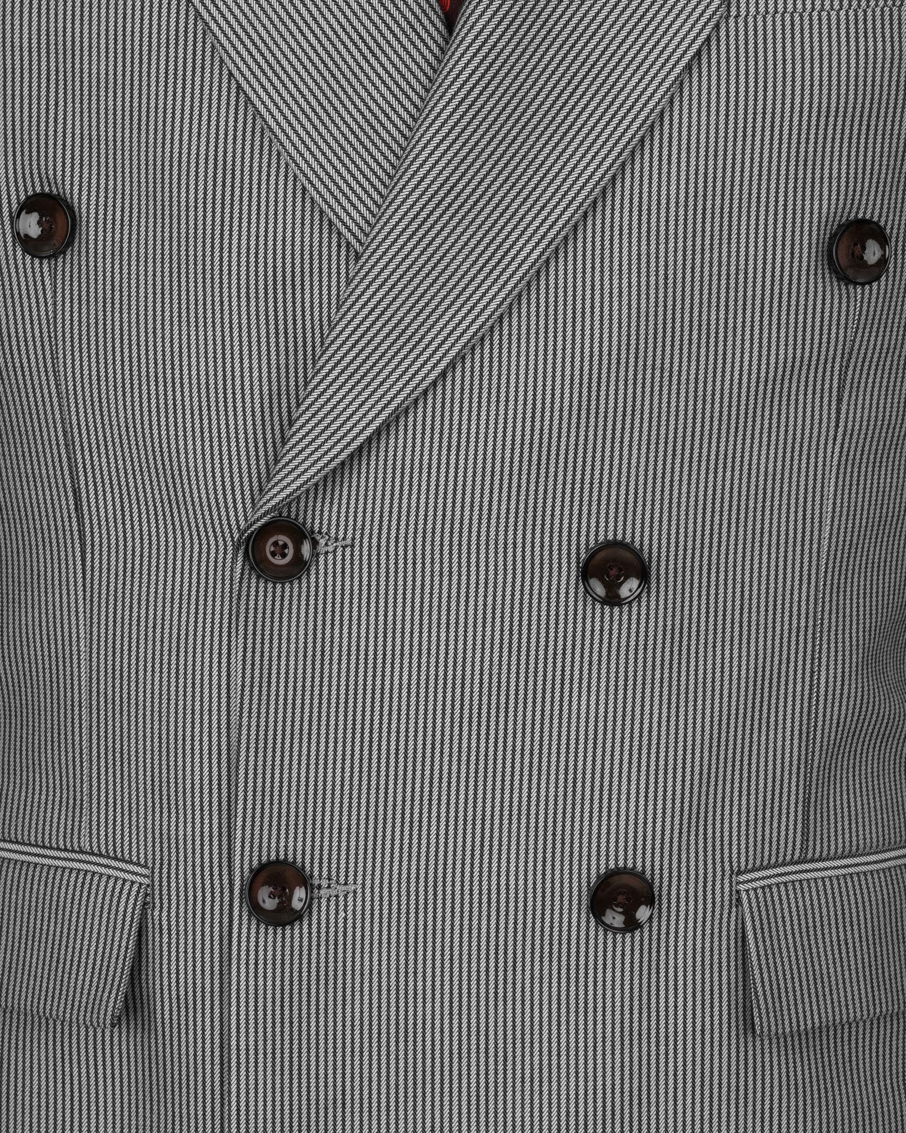 Gainsboro Gray Striped Double Breasted Blazer BL1734-DB-36,BL1734-DB-38,BL1734-DB-40,BL1734-DB-42,BL1734-DB-44,BL1734-DB-46,BL1734-DB-48,BL1734-DB-50,BL1734-DB-52,BL1734-DB-54,BL1734-DB-56,BL1734-DB-58,BL1734-DB-60