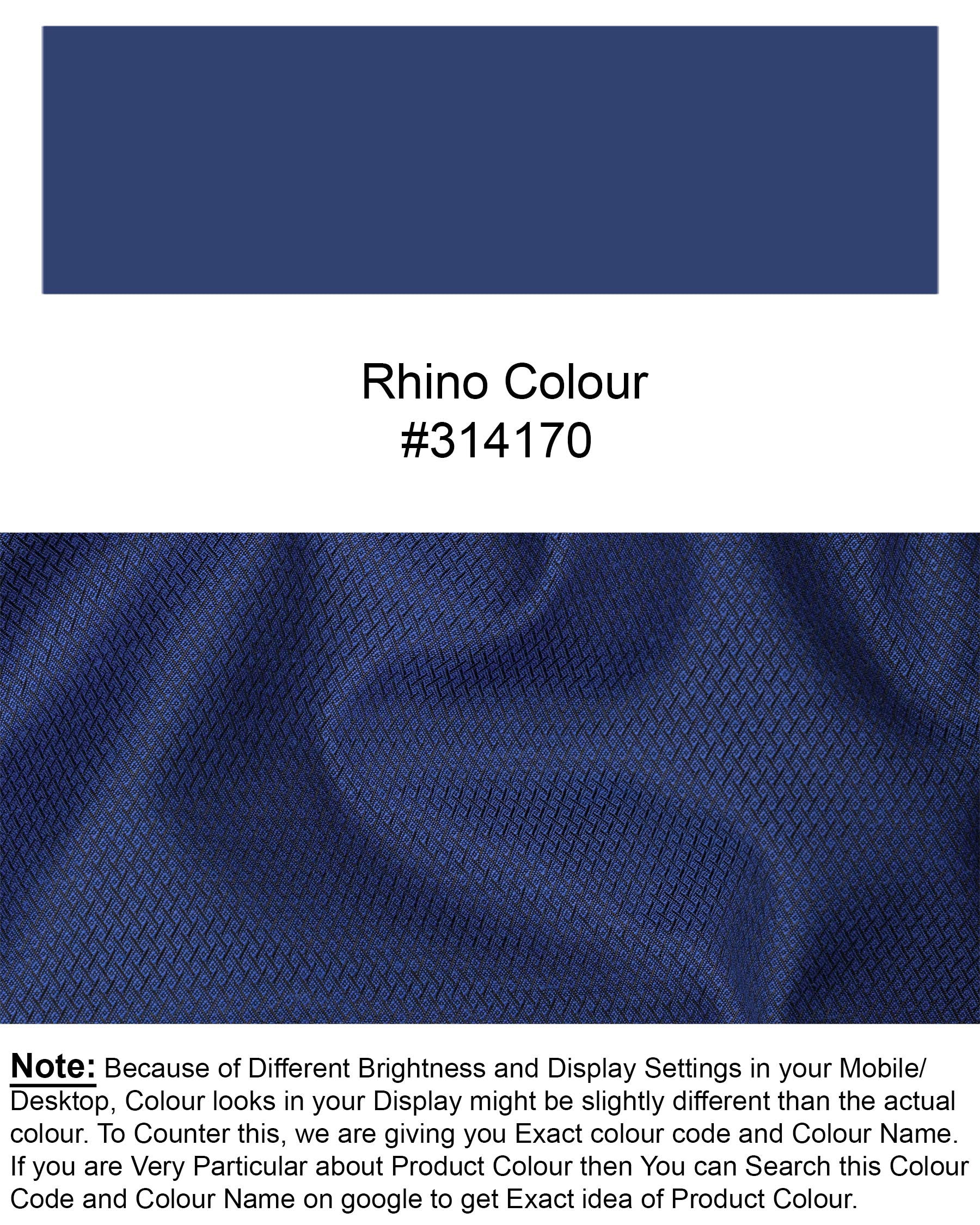 Rhino Blue Self design Cross Placket Bandhgala Blazer