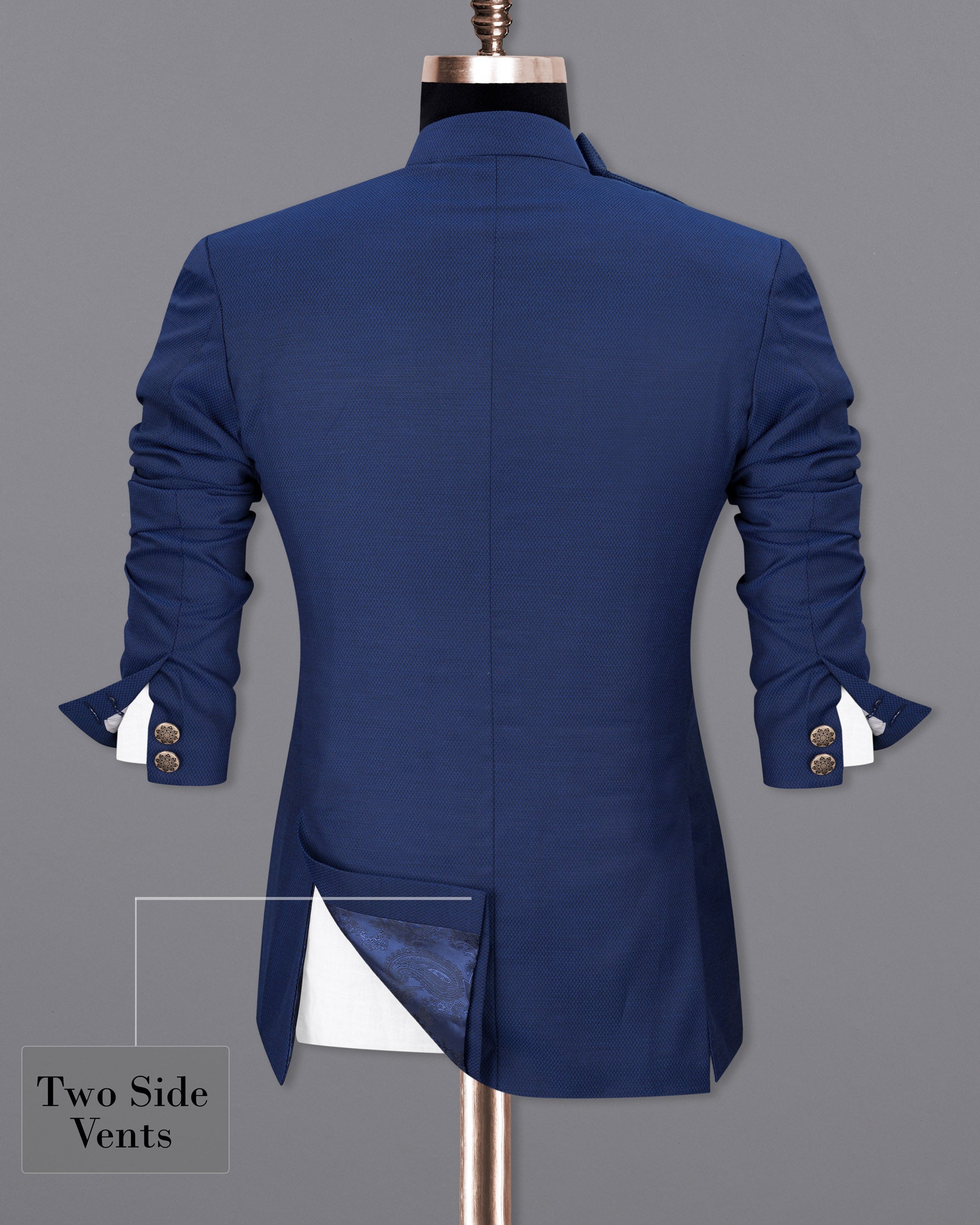 Rhino Blue Self design Cross Buttoned Bandhgala Blazer BL1740-CBG2-36,BL1740-CBG2-38,BL1740-CBG2-40,BL1740-CBG2-42,BL1740-CBG2-44,BL1740-CBG2-46,BL1740-CBG2-48,BL1740-CBG2-50,BL1740-CBG2-52,BL1740-CBG2-54,BL1740-CBG2-56,BL1740-CBG2-58,BL1740-CBG2-60