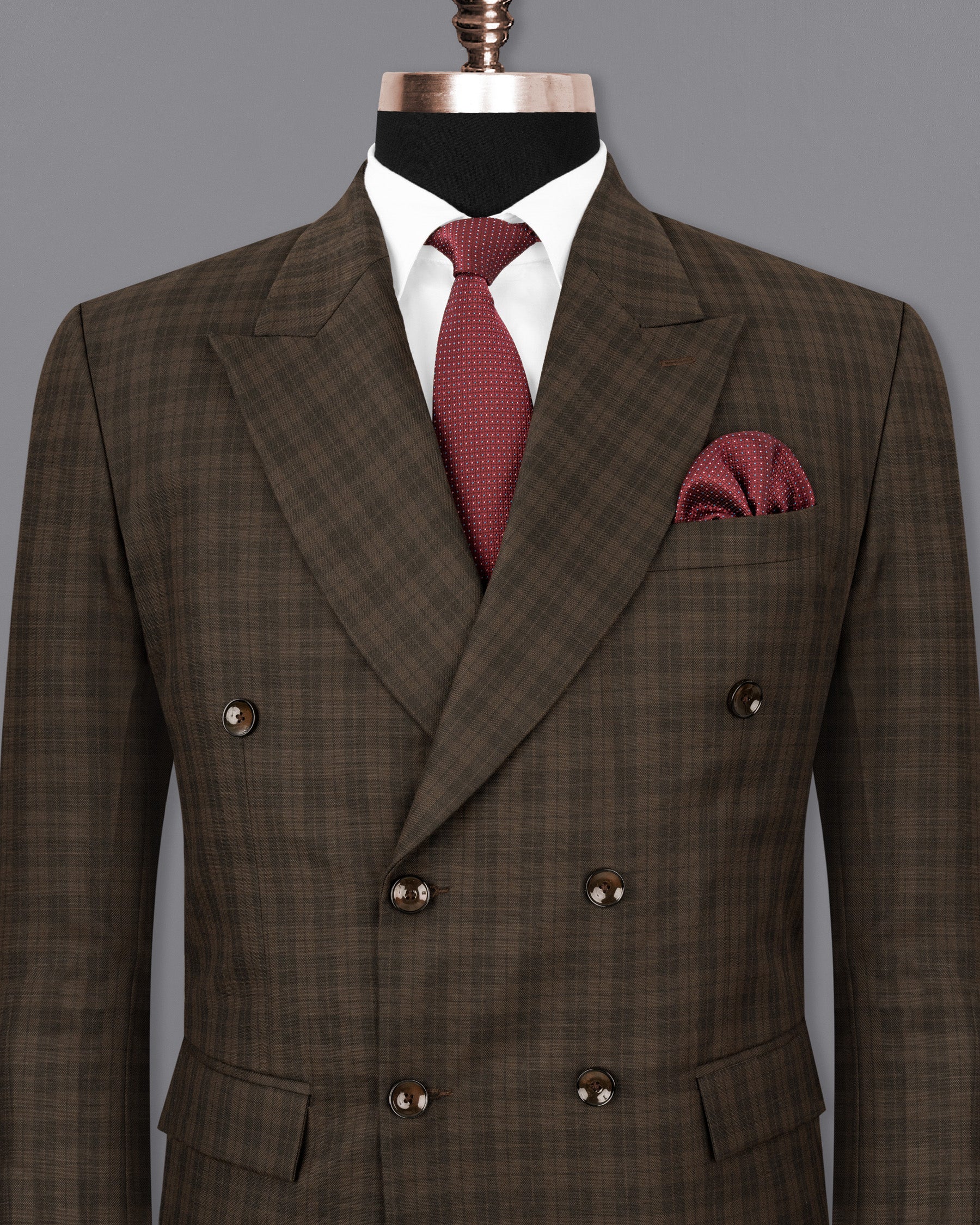Armadillo Brown Plaid Double-breasted Blazer BL1755-DB-36,BL1755-DB-38,BL1755-DB-40,BL1755-DB-42,BL1755-DB-44,BL1755-DB-46,BL1755-DB-48,BL1755-DB-50,BL1755-DB-52,BL1755-DB-54,BL1755-DB-56,BL1755-DB-58,BL1755-DB-60