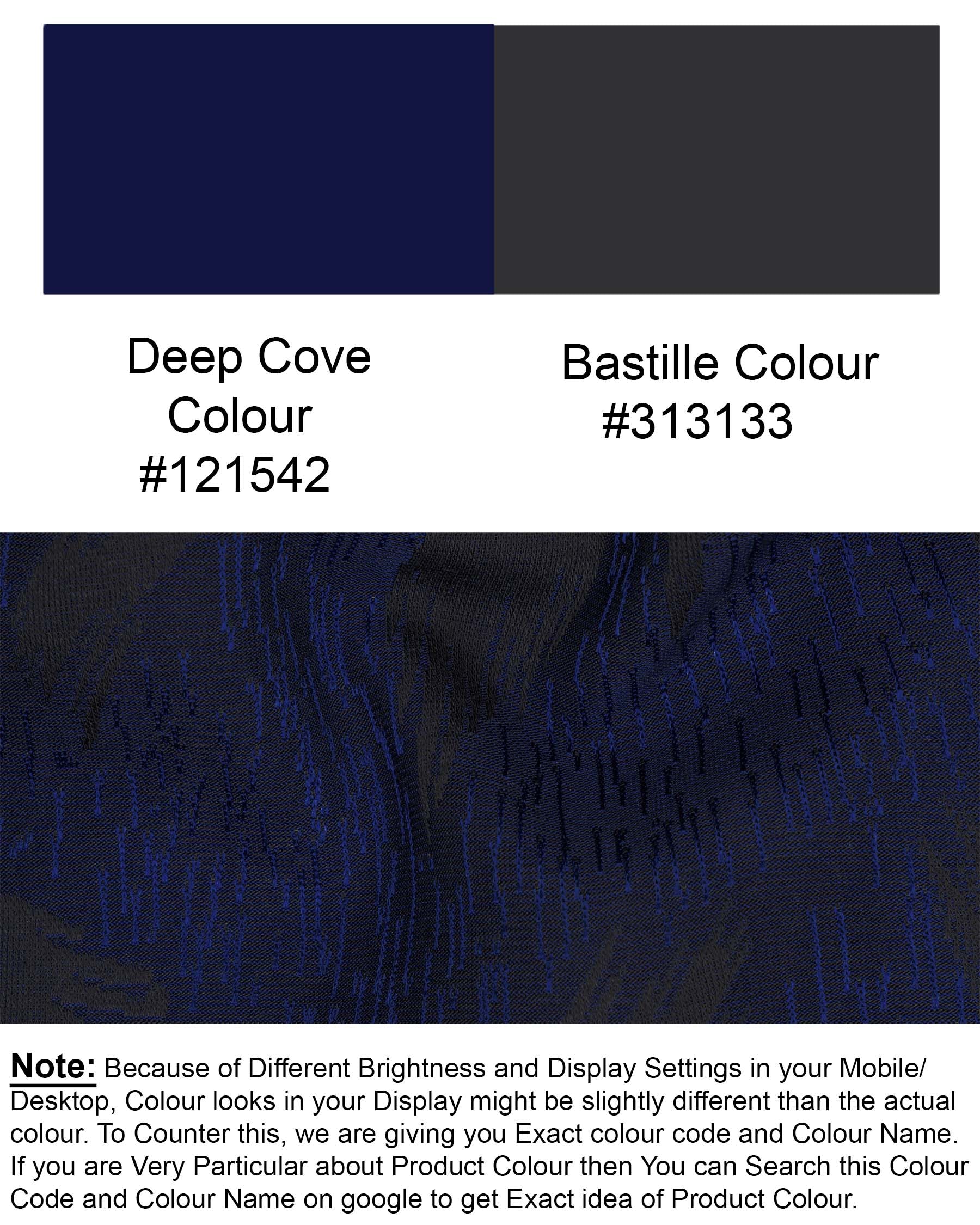 Deep Cove Blue Textured Cross Buttoned Bandhgala Blazer BL1795-CBG-36,BL1795-CBG-38,BL1795-CBG-40,BL1793-CBG2-42,BL1795-CBG-44,BL1795-CBG-46,BL1795-CBG-48,BL1795-CBG-50,BL1795-CBG-52,BL1795-CBG-54,BL1795-CBG-56,BL1795-CBG-58,BL1795-CBG-60