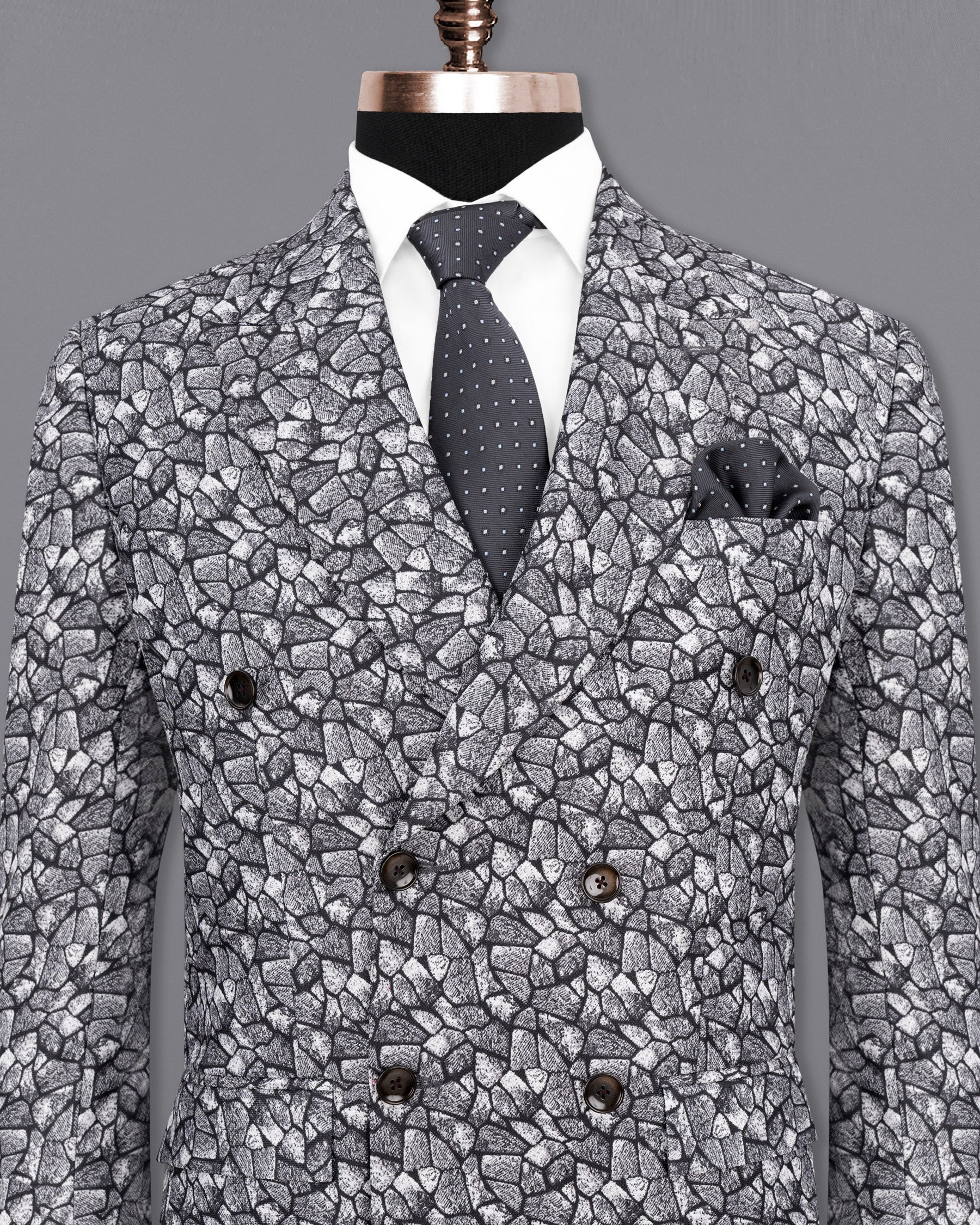 Charade Grey and White Double Breasted Designer Blazer BL1810-DB-36,BL1810-DB-38,BL1810-DB-40,BL1810-DB2-42,BL1810-DB-44,BL1810-DB-46,BL1810-DB-48,BL1810-DB-50,BL1810-DB-52,BL1810-DB-54,BL1810-DB-56,BL1810-DB-58,BL1810-DB-60