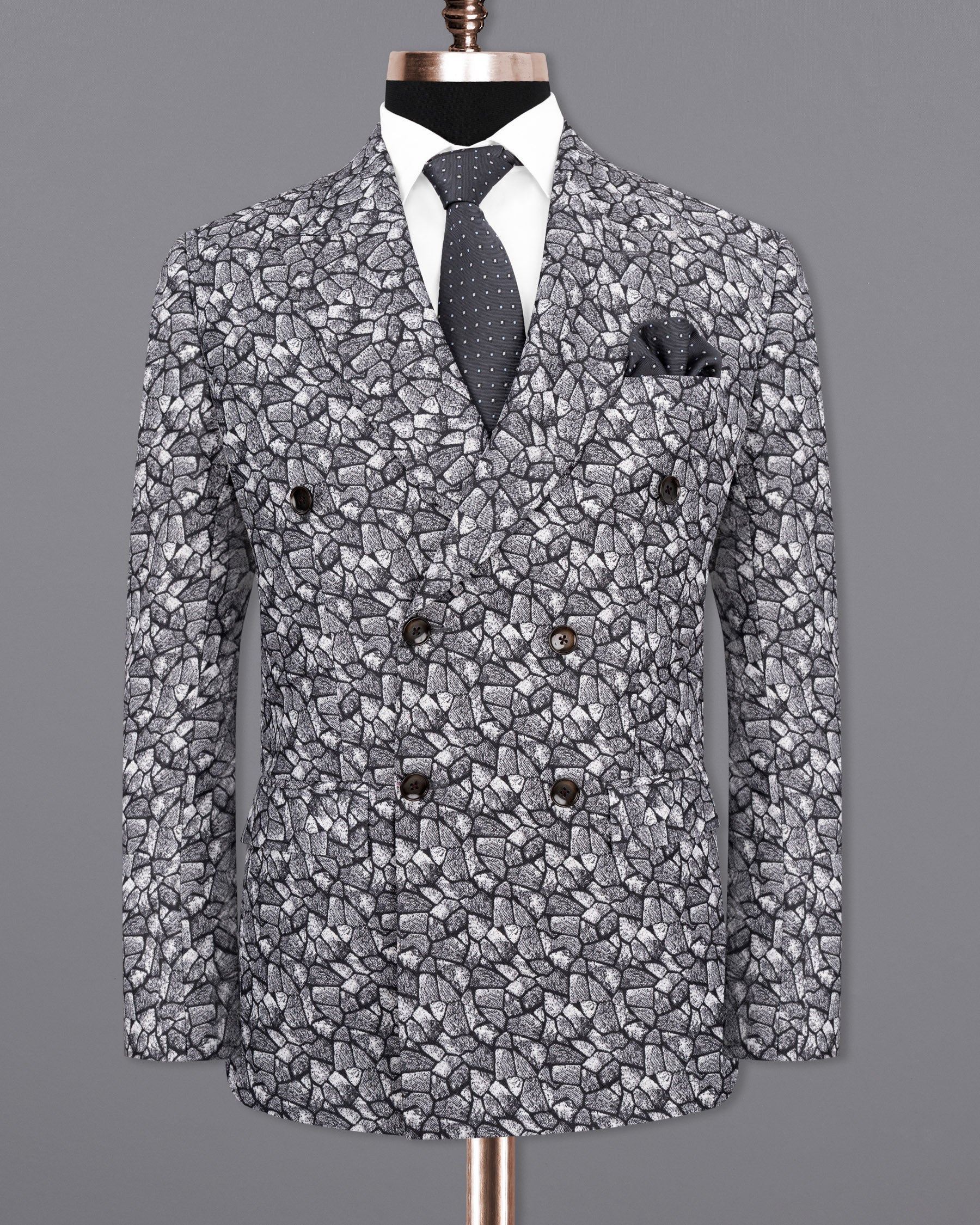 Charade Grey and White Double Breasted Designer Blazer BL1810-DB-36,BL1810-DB-38,BL1810-DB-40,BL1810-DB2-42,BL1810-DB-44,BL1810-DB-46,BL1810-DB-48,BL1810-DB-50,BL1810-DB-52,BL1810-DB-54,BL1810-DB-56,BL1810-DB-58,BL1810-DB-60