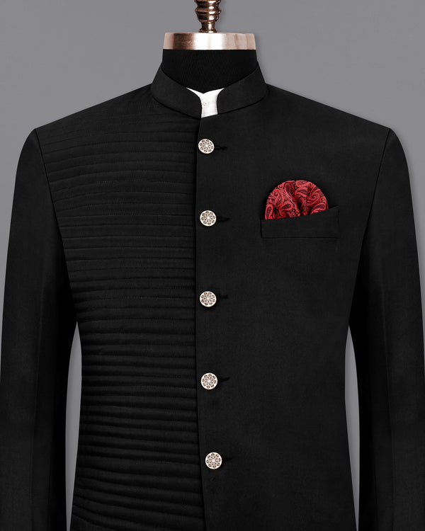 Jade Black With horizontal stitches Bandhgala Designer Blazer BL1812-BG-D168-36,BL1812-BG-D168-38,BL1812-BG-D168-40,BL1812-BG-D1682-42,BL1812-BG-D168-44,BL1812-BG-D168-46,BL1812-BG-D168-48,BL1812-BG-D168-50,BL1812-BG-D168-52,BL1812-BG-D168-54,BL1812-BG-D168-56,BL1812-BG-D168-58,BL1812-BG-D168-60