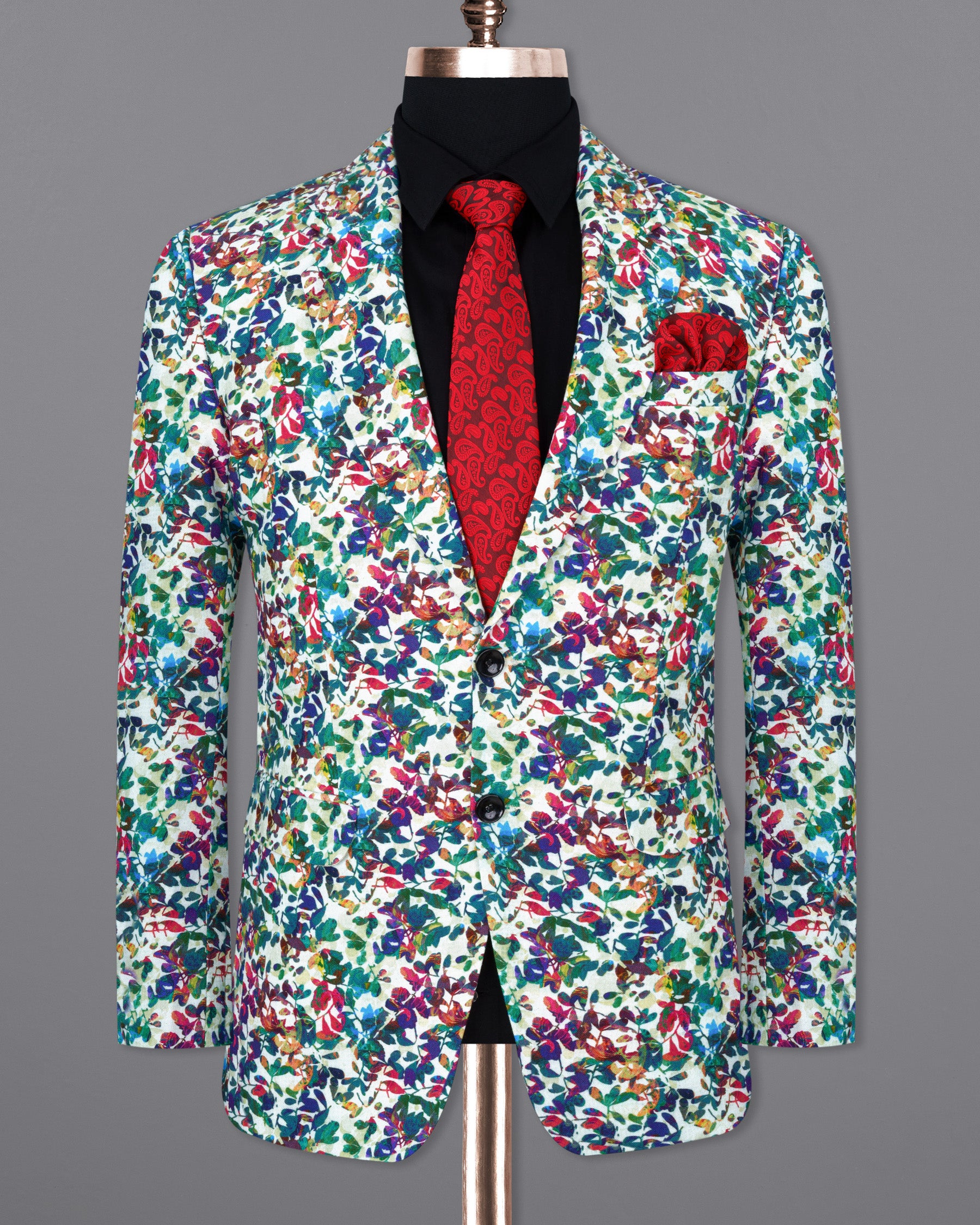 Tranquil White with Multicolour Floral Printed Designer Blazer BL1824-SB-36,BL1824-SB-38,BL1824-SB-40,BL1824-SB-42,BL1824-SB-44,BL1824-SB-46,BL1824-SB-48,BL1824-SB-50,BL1824-SB-52,BL1824-SB-54,BL1824-SB-56,BL1824-SB-58,BL1824-SB-60