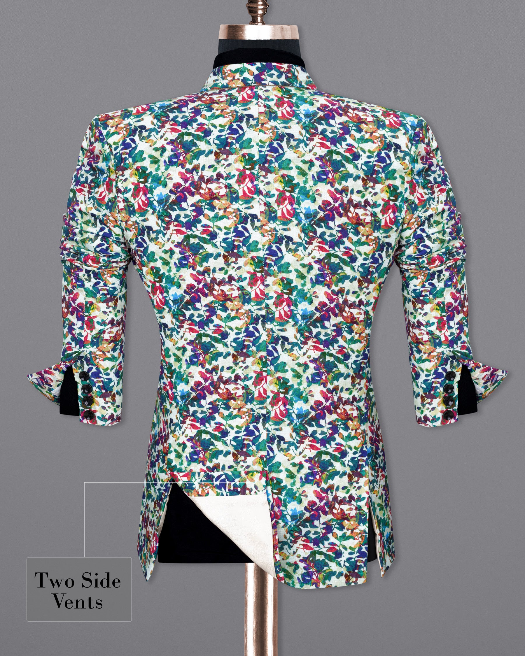 Tranquil White with Multicolour Floral Printed Designer Blazer BL1824-SB-36,BL1824-SB-38,BL1824-SB-40,BL1824-SB-42,BL1824-SB-44,BL1824-SB-46,BL1824-SB-48,BL1824-SB-50,BL1824-SB-52,BL1824-SB-54,BL1824-SB-56,BL1824-SB-58,BL1824-SB-60