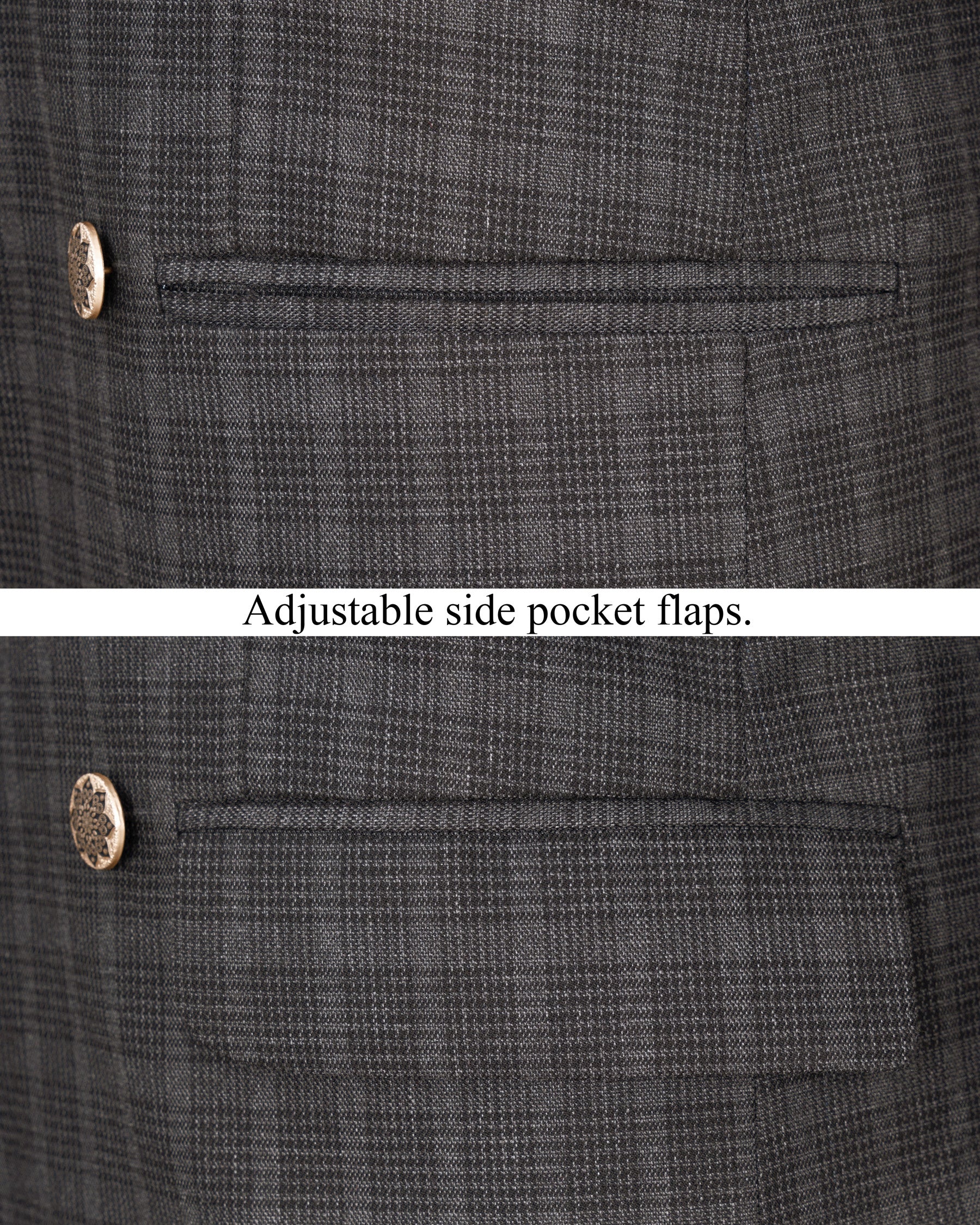 Iridium Plaid Cross Buttoned Bandhgala Blazer BL1848-CBG3-36, BL1848-CBG3-38, BL1848-CBG3-40, BL1848-CBG3-42, BL1848-CBG3-44, BL1848-CBG3-46, BL1848-CBG3-48, BL1848-CBG3-50, BL1848-CBG3-52, BL1848-CBG3-54, BL1848-CBG3-56, BL1848-CBG3-58, BL1848-CBG3-60