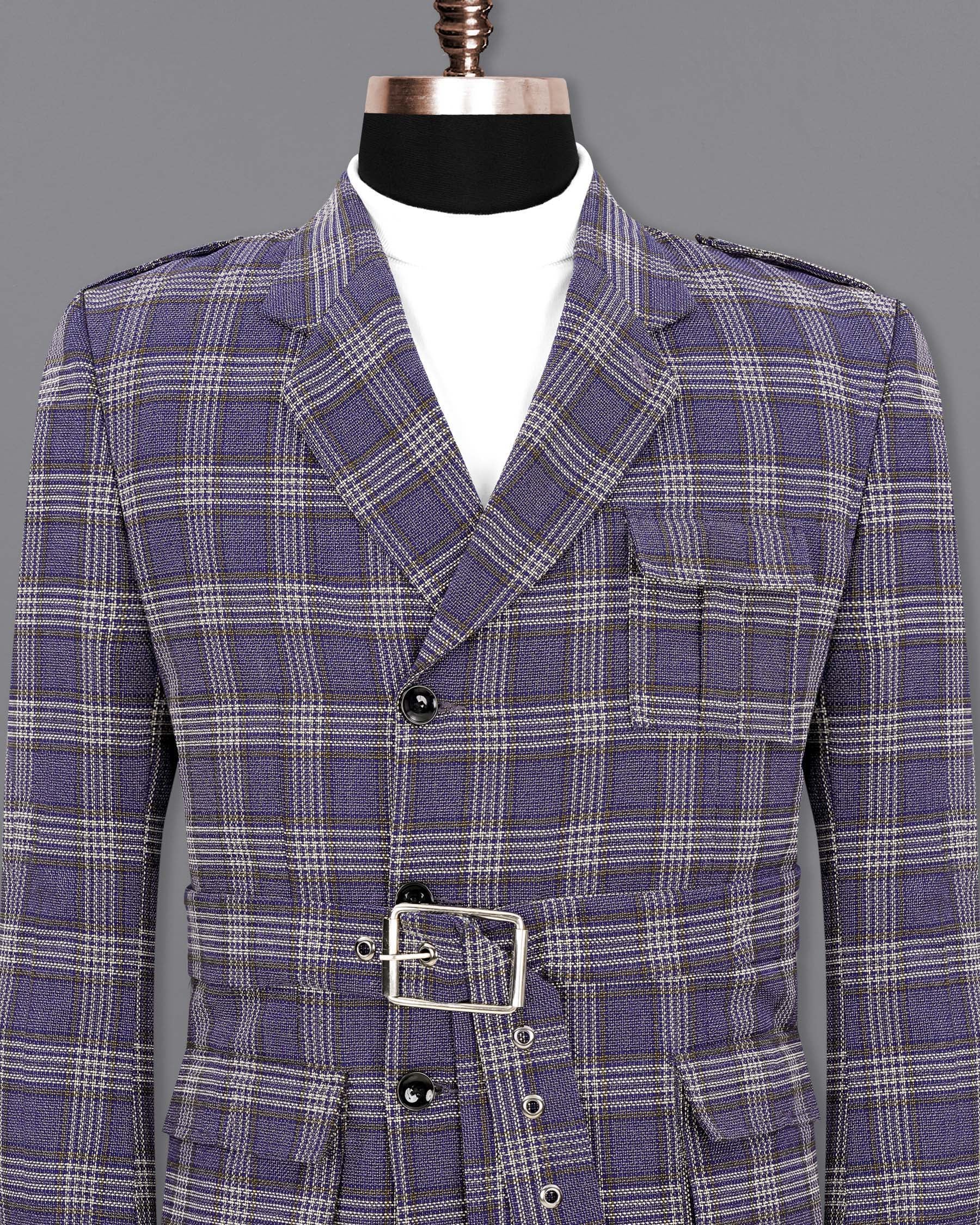 Meteorite Blue Plaid Designer Sports Blazer