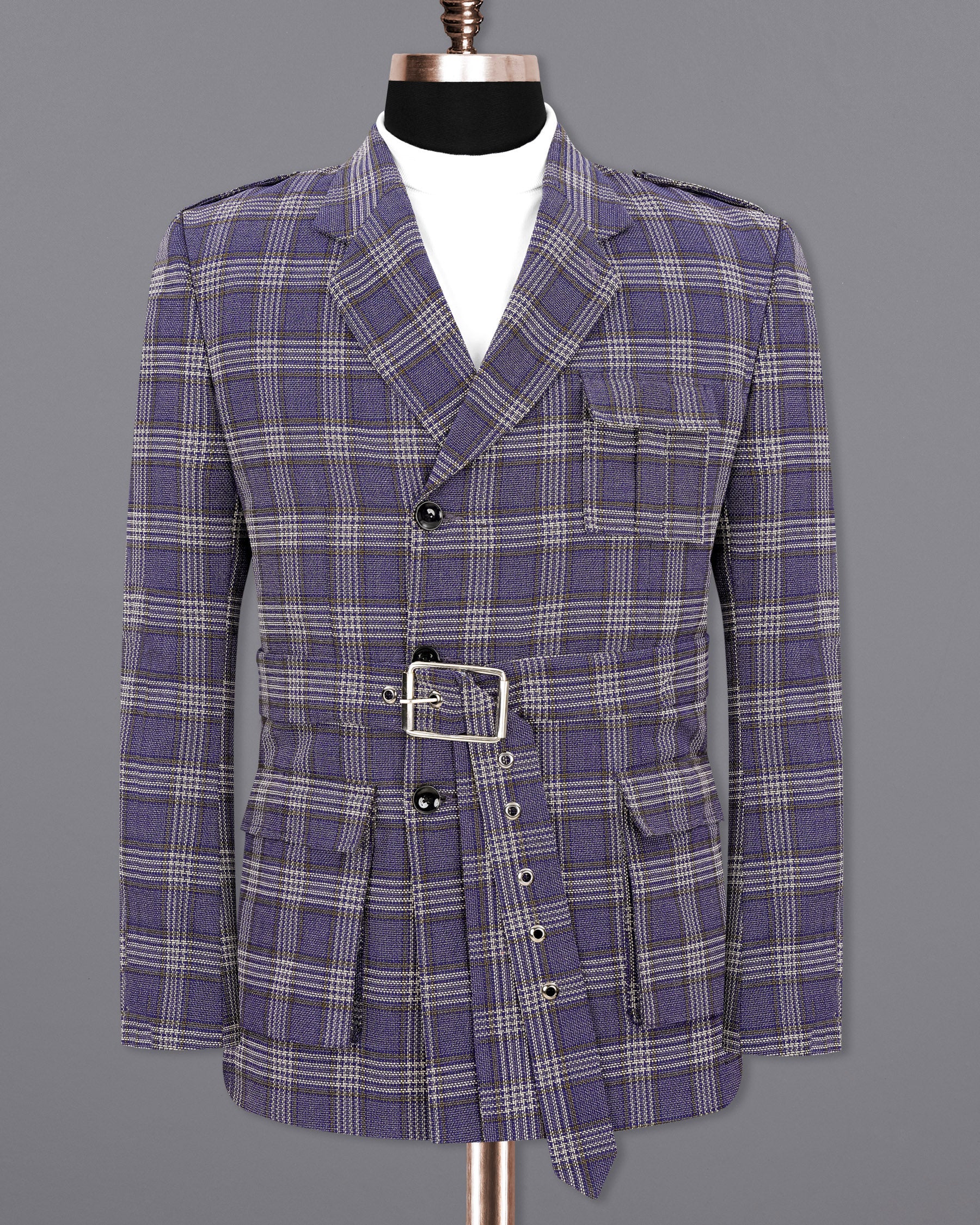 Meteorite Blue Plaid Designer Sports Blazer