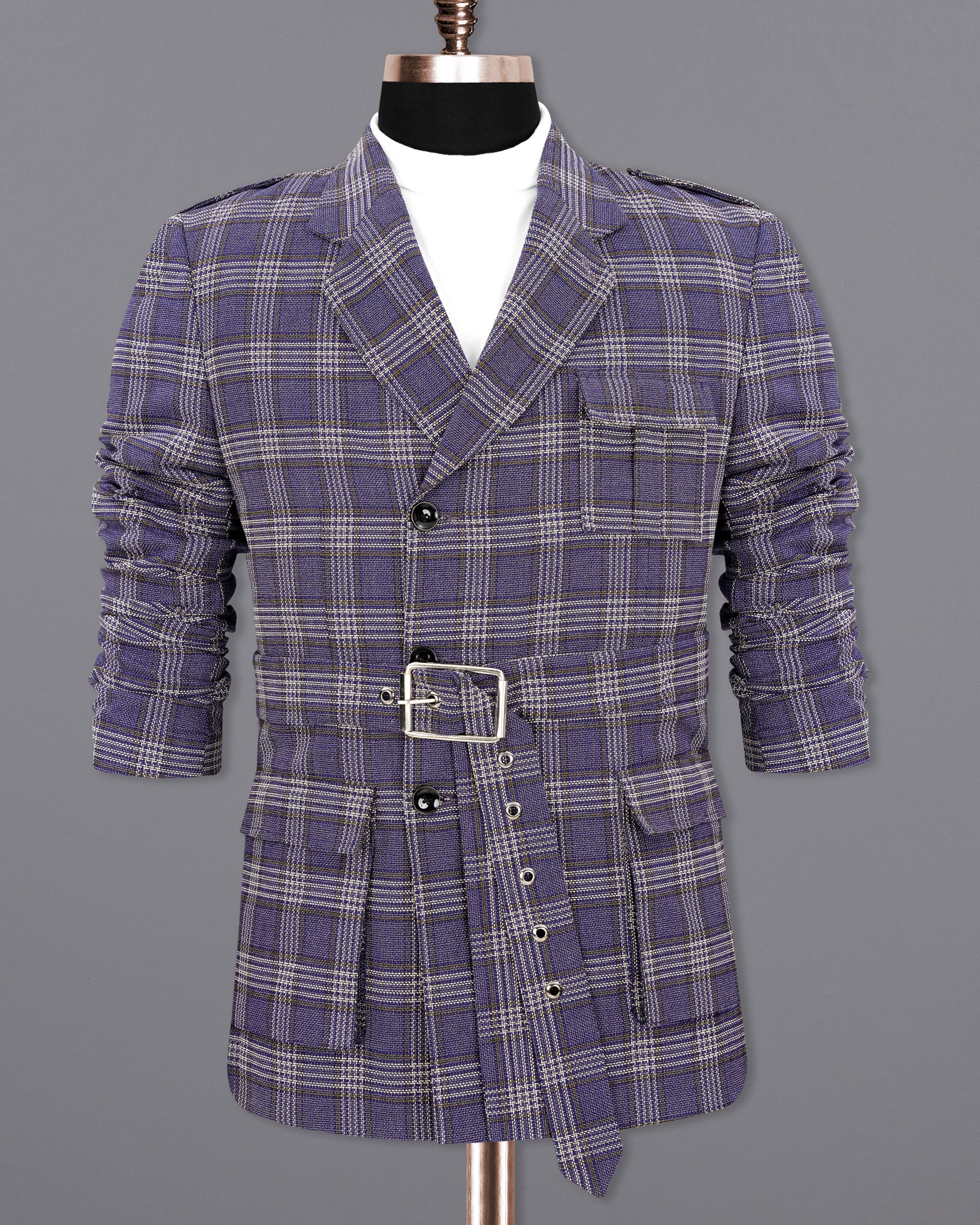 Meteorite Blue Plaid Designer Sports Blazer