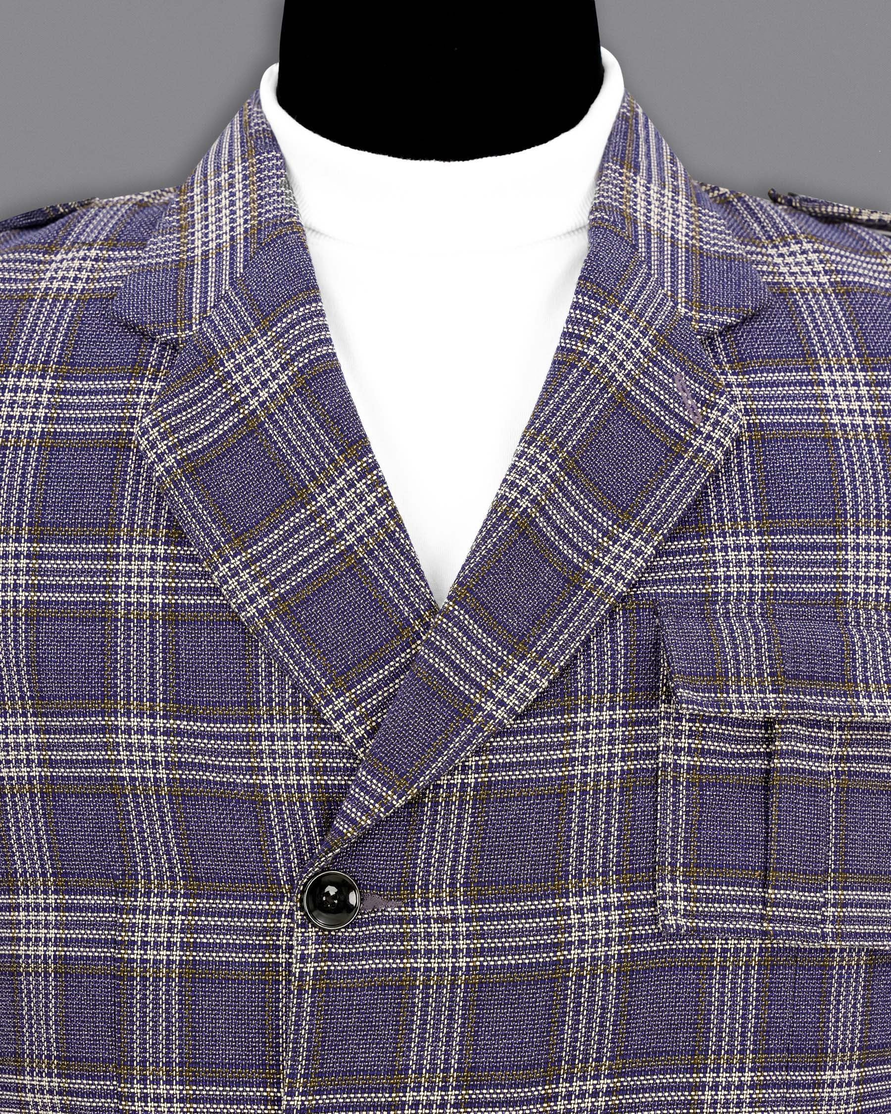 Meteorite Blue Plaid Designer Sports Blazer