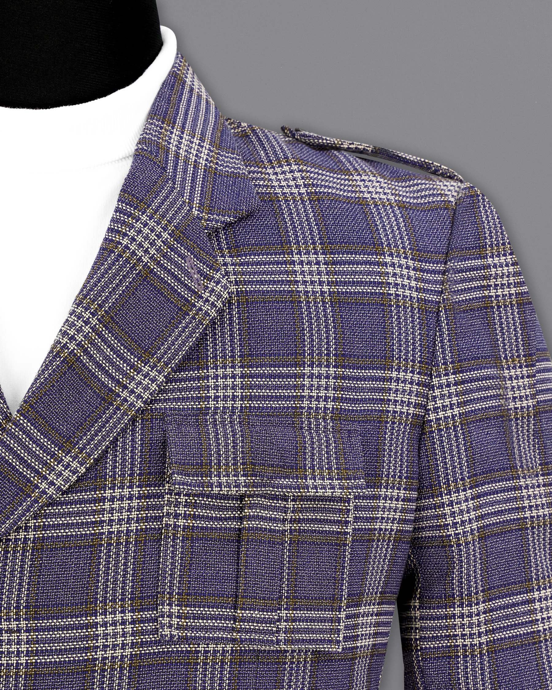 Meteorite Blue Plaid Designer Sports Blazer