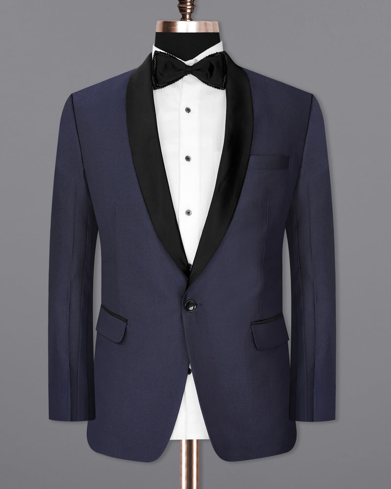 Gunmetal Navy Blue with Black Lapel Tuxedo Blazer BL1941-BKL-36,BL1941-BKL-38,BL1941-BKL-40,BL1941-BKL-42,BL1941-BKL-44,BL1941-BKL-46,BL1941-BKL-48,BL1941-BKL-50,BL1941-BKL-52,BL1941-BKL-54,BL1941-BKL-56,BL1941-BKL-58,BL1941-BKL-60