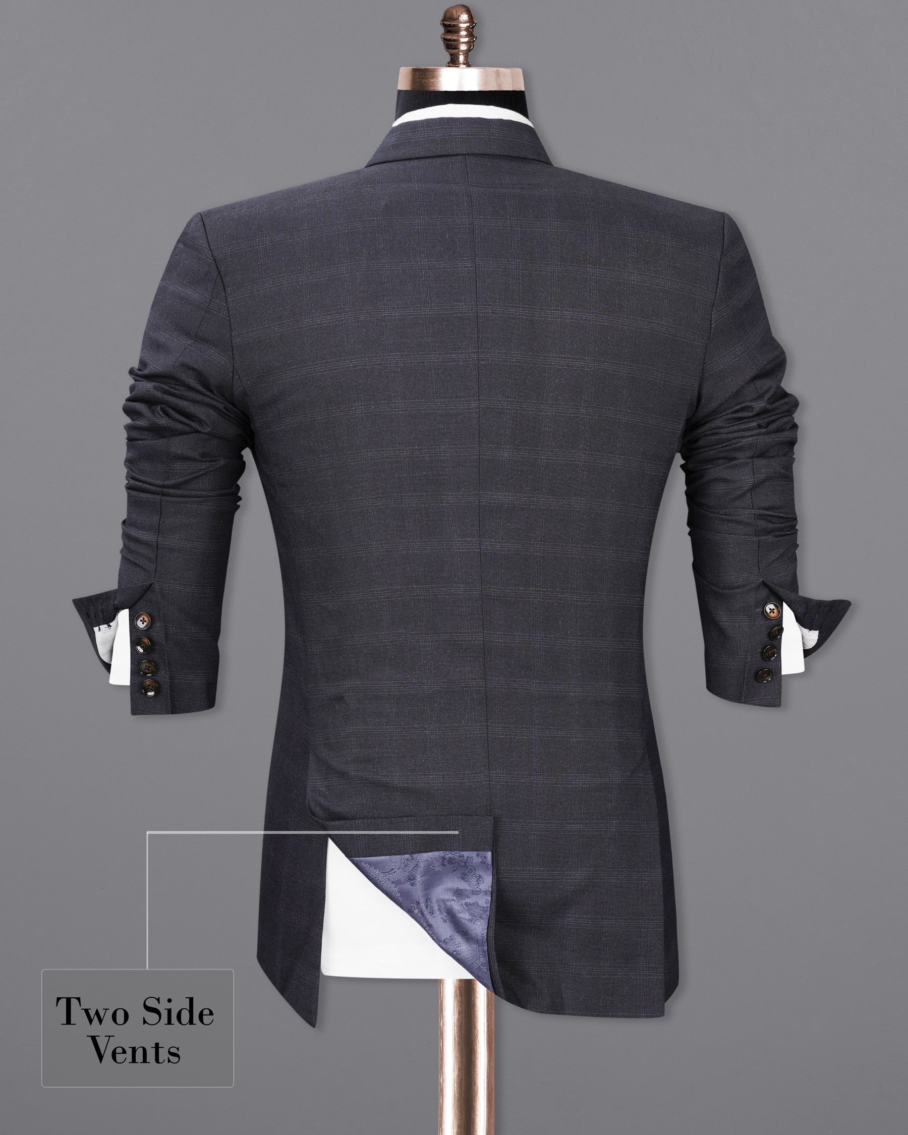 Tuatara Gray Plaid Double Breasted Blazer - Main Image