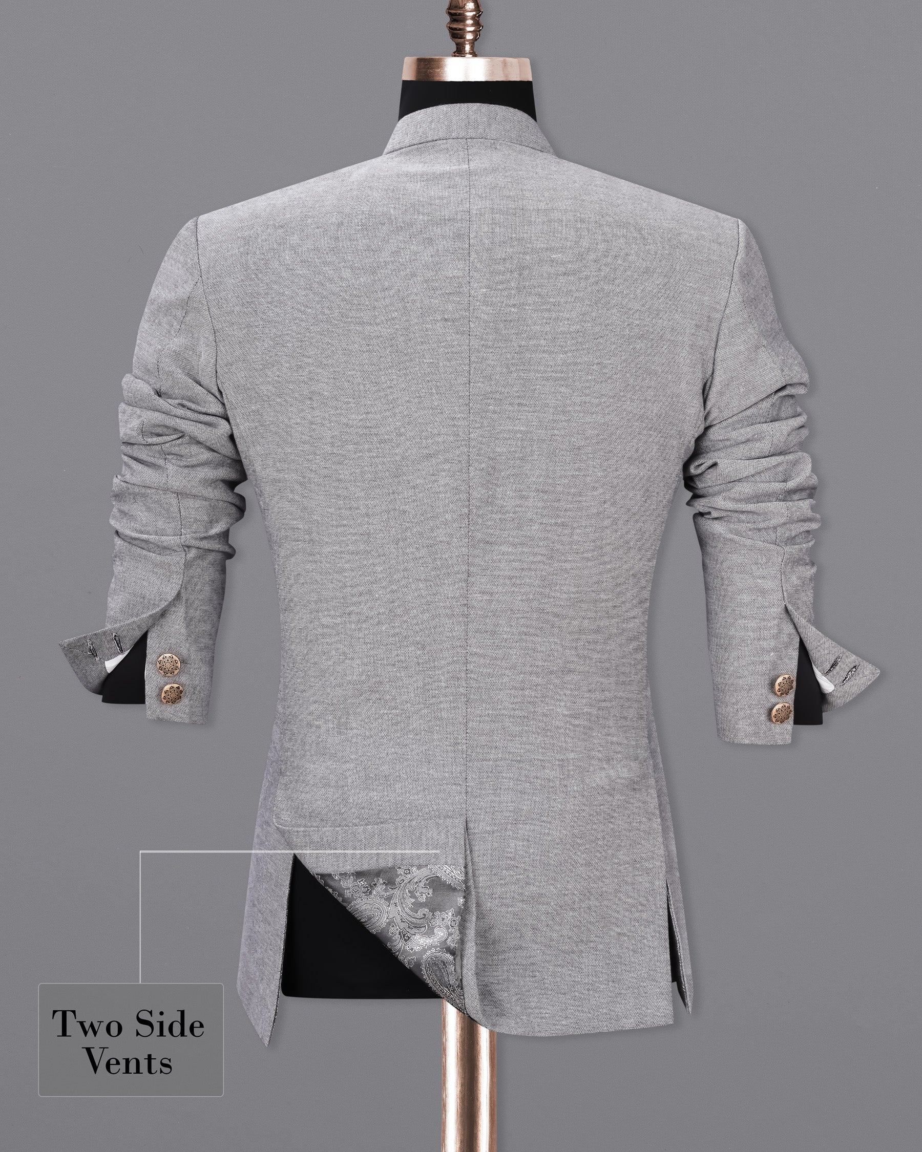 Star Dust Gray Cross Buttoned Bandhgala Premium Cotton Blazer BL1957-CBG2-36, BL1957-CBG2-38, BL1957-CBG2-40, BL1957-CBG2-42, BL1957-CBG2-44, BL1957-CBG2-46, BL1957-CBG2-48, BL1957-CBG2-50, BL1957-CBG2-52, BL1957-CBG2-54, BL1957-CBG2-56, BL1957-CBG2-58, BL1957-CBG2-60