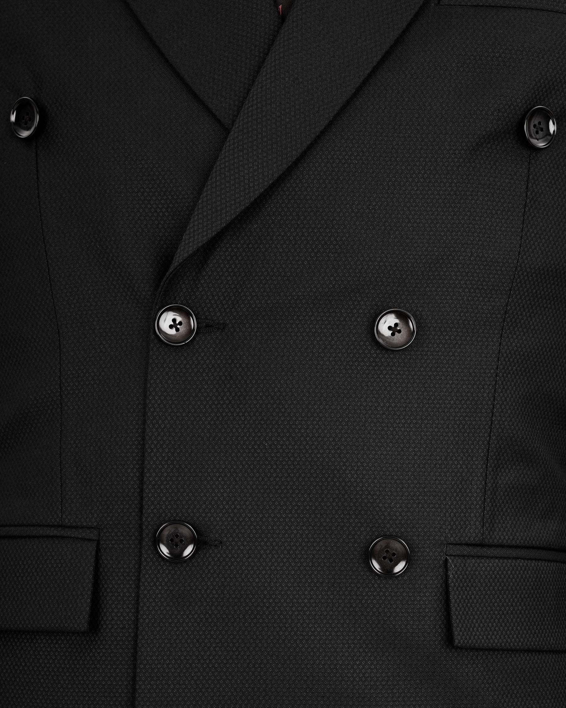 Jade Black diamond textured Double Breasted Blazer BL1977-DB-36, BL1977-DB-38, BL1977-DB-40, BL1977-DB-42, BL1977-DB-44, BL1977-DB-46, BL1977-DB-48, BL1977-DB-50, BL1977-DB-52, BL1977-DB-54, BL1977-DB-56, BL1977-DB-58, BL1977-DB-60