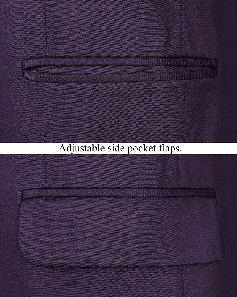 Tolopea Dark Purple Bandhgala Blazer BL2020-BG-36, BL2020-BG-38, BL2020-BG-40, BL2020-BG-42, BL2020-BG-44, BL2020-BG-46, BL2020-BG-48, BL2020-BG-50, BL2020-BG-52, BL2020-BG-54, BL2020-BG-56, BL2020-BG-58, BL2020-BG-60