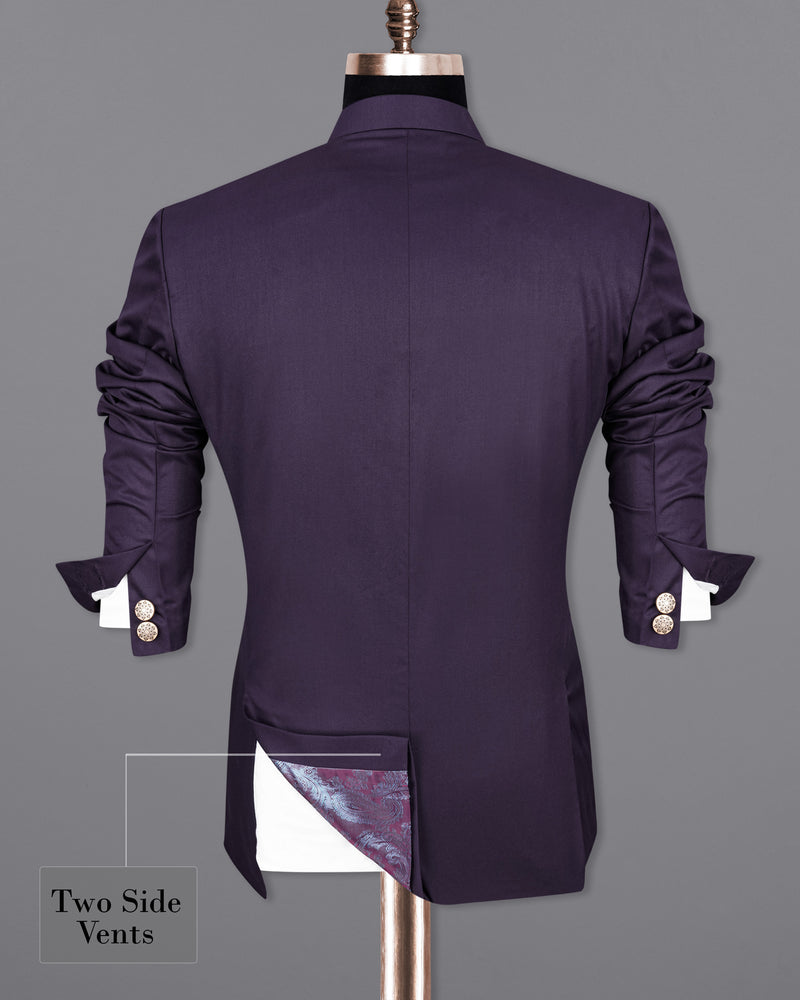 Tolopea Dark Purple Bandhgala Blazer BL2020-BG-36, BL2020-BG-38, BL2020-BG-40, BL2020-BG-42, BL2020-BG-44, BL2020-BG-46, BL2020-BG-48, BL2020-BG-50, BL2020-BG-52, BL2020-BG-54, BL2020-BG-56, BL2020-BG-58, BL2020-BG-60