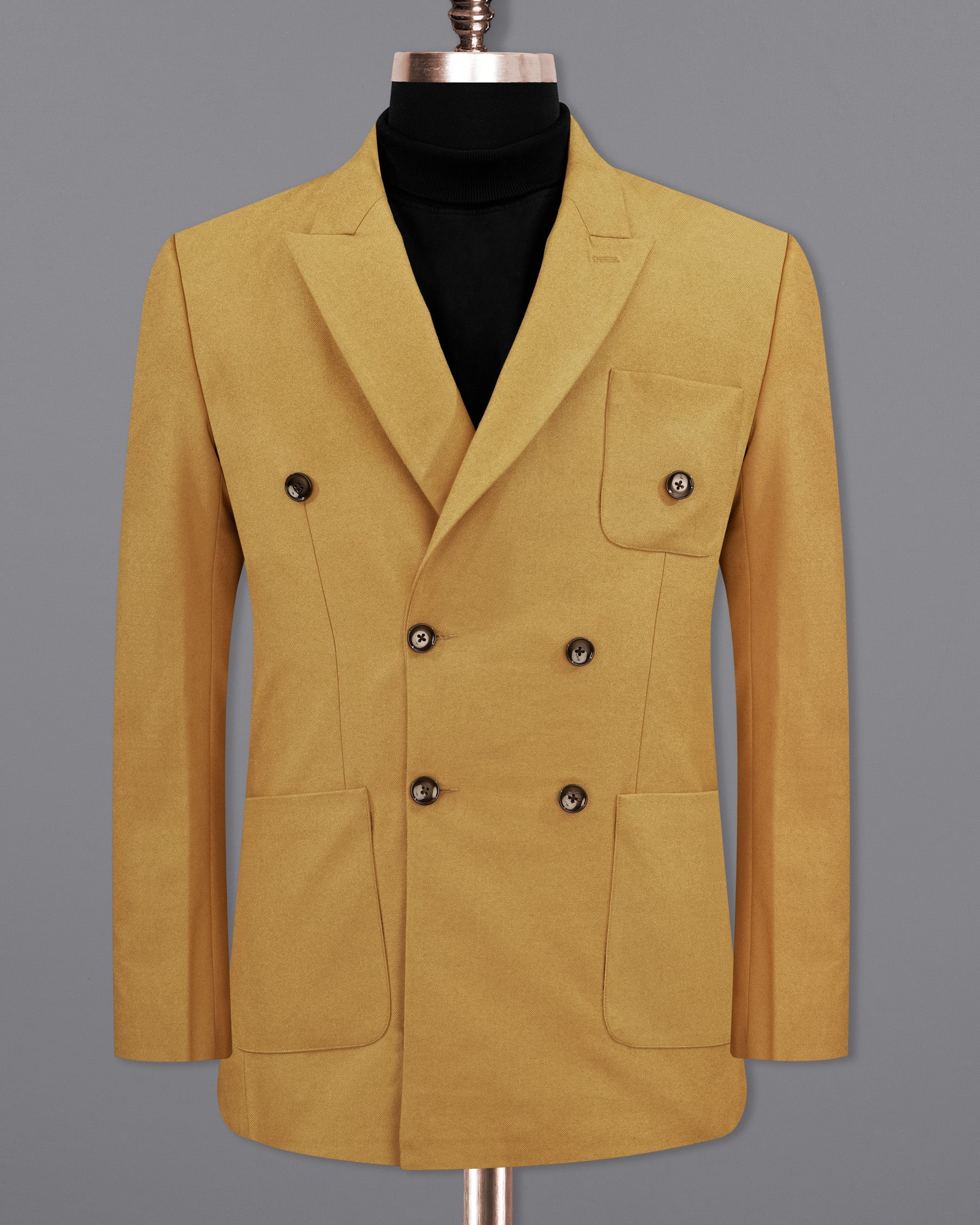 Copper Yellow Wool Rich Double Breasted Sports Blazer