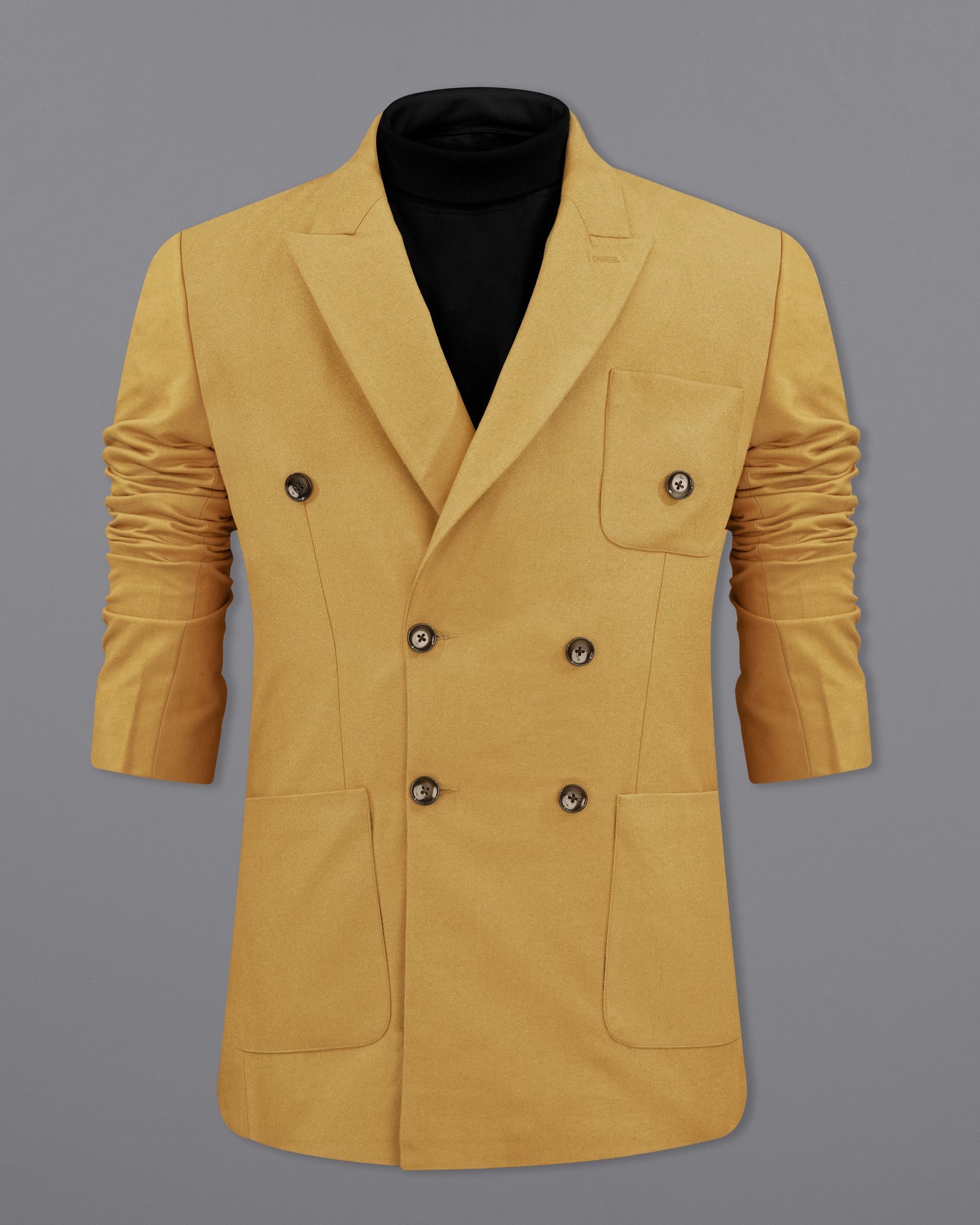 Copper Yellow Wool Rich Double Breasted Sports Blazer