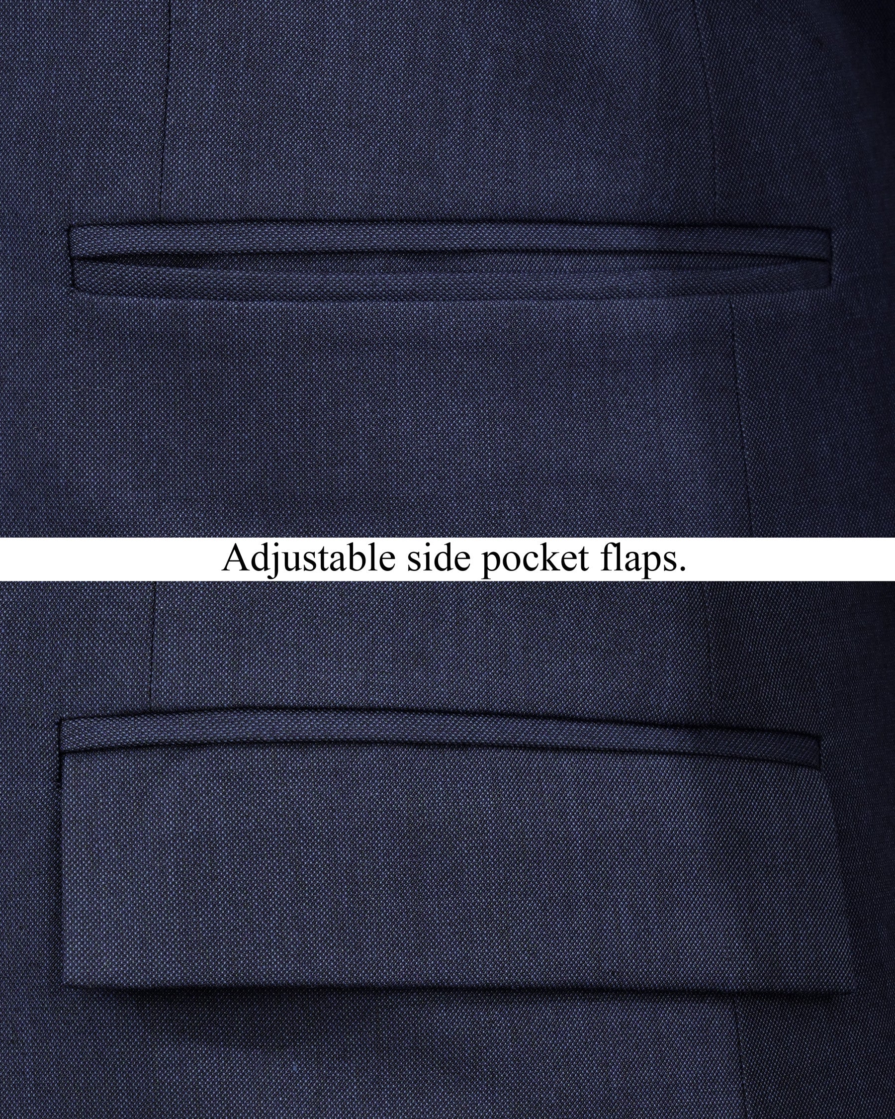 Gunmetal Navy Blue Cross Placket Bandhgala Blazer