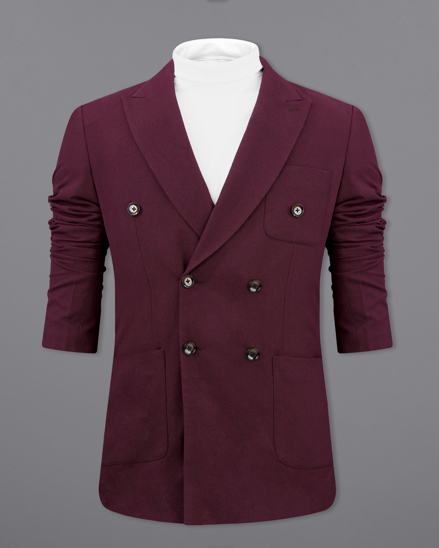 Wine Berry Wool Rich Double Breasted Sports Blazer