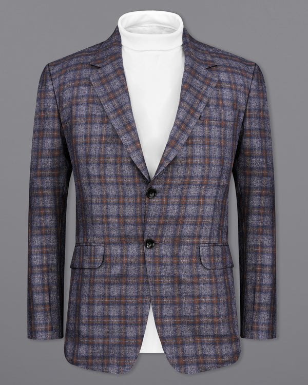 Martini Gray with Potters Brown Plaid Single Breasted Blazer BL2147-SB-36, BL2147-SB-38, BL2147-SB-40, BL2147-SB-42, BL2147-SB-44, BL2147-SB-46, BL2147-SB-48, BL2147-SB-50, BL2147-SB-52, BL2147-SB-54, BL2147-SB-56, BL2147-SB-58, BL2147-SB-60