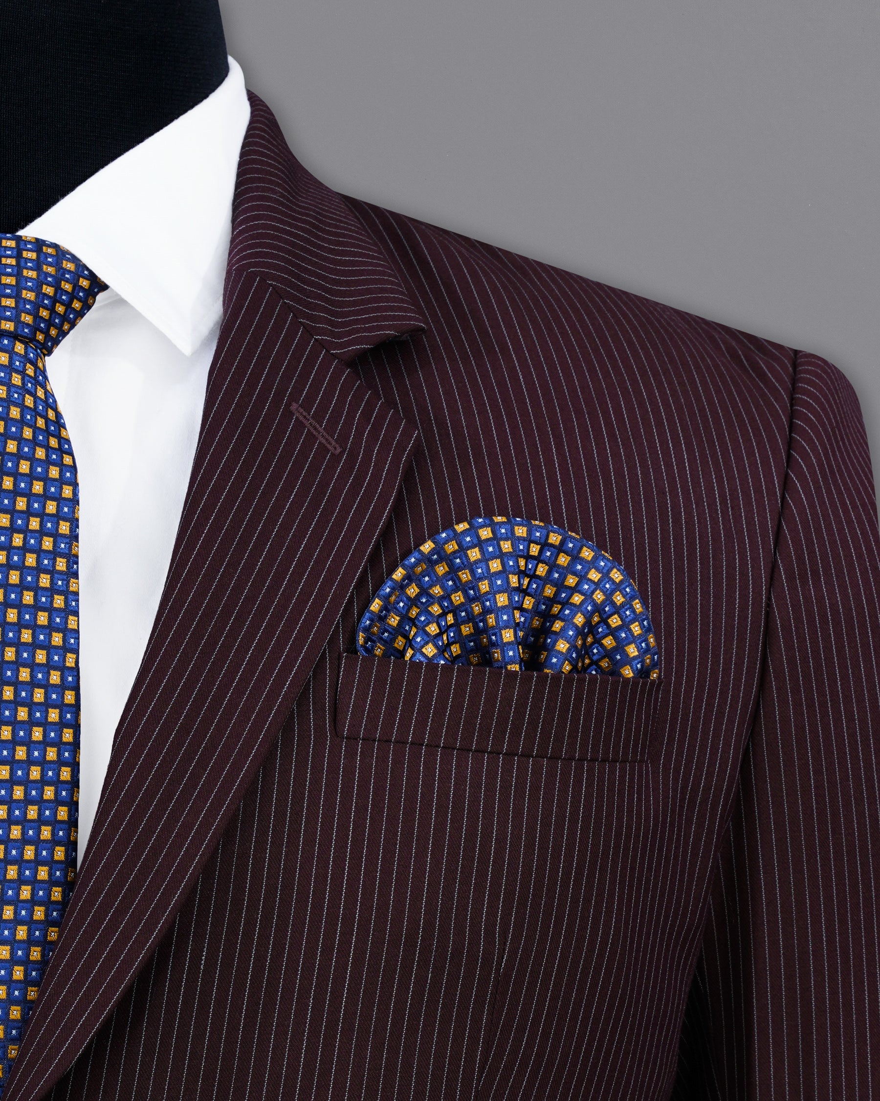 Eclipse Maroon with StarDust Gray Striped Single Breasted Blazer BL2148-SB-36, BL2148-SB-38, BL2148-SB-40, BL2148-SB-42, BL2148-SB-44, BL2148-SB-46, BL2148-SB-48, BL2148-SB-50, BL2148-SB-52, BL2148-SB-54, BL2148-SB-56, BL2148-SB-58, BL2148-SB-60