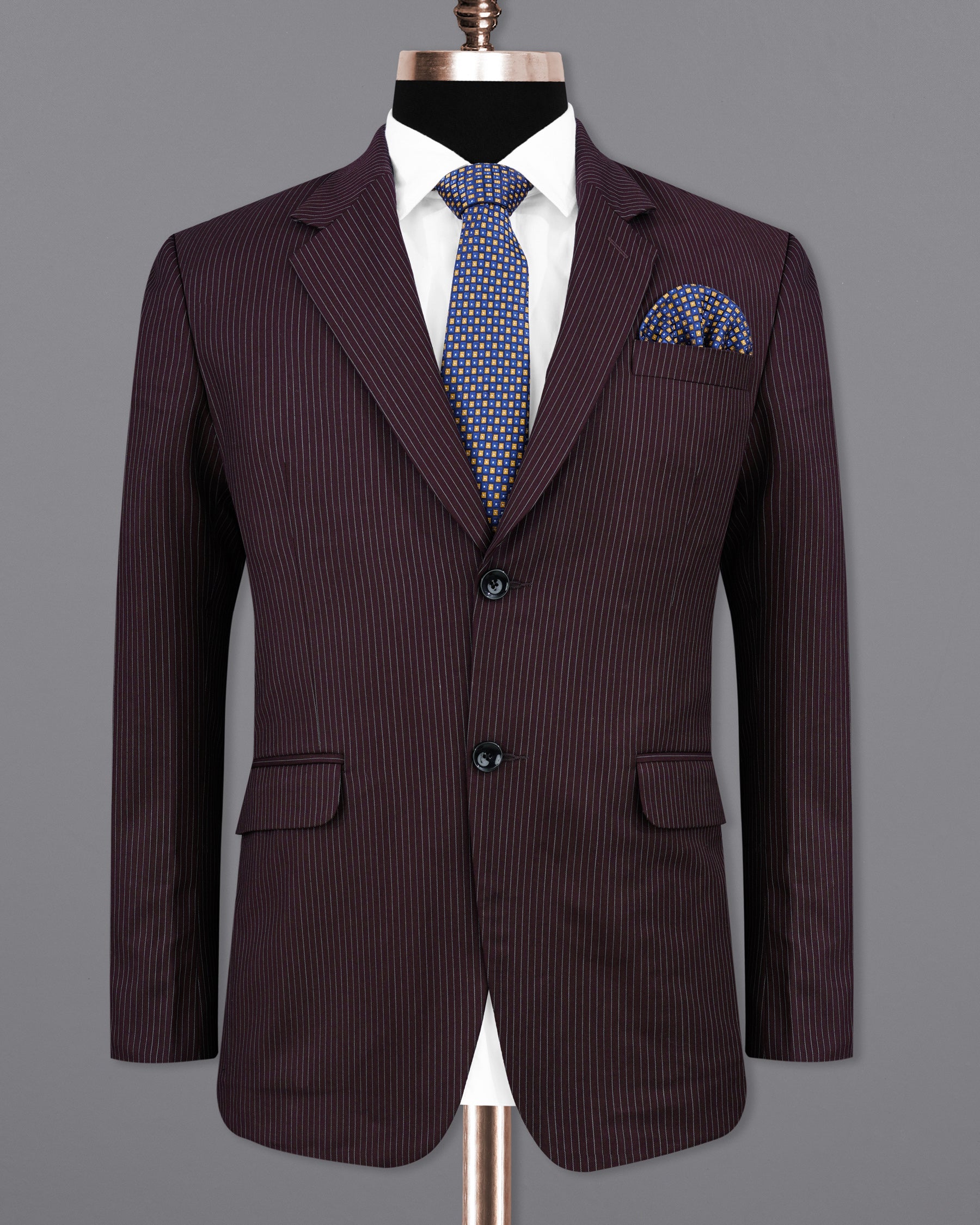 Eclipse Maroon with StarDust Gray Striped Single Breasted Blazer BL2148-SB-36, BL2148-SB-38, BL2148-SB-40, BL2148-SB-42, BL2148-SB-44, BL2148-SB-46, BL2148-SB-48, BL2148-SB-50, BL2148-SB-52, BL2148-SB-54, BL2148-SB-56, BL2148-SB-58, BL2148-SB-60