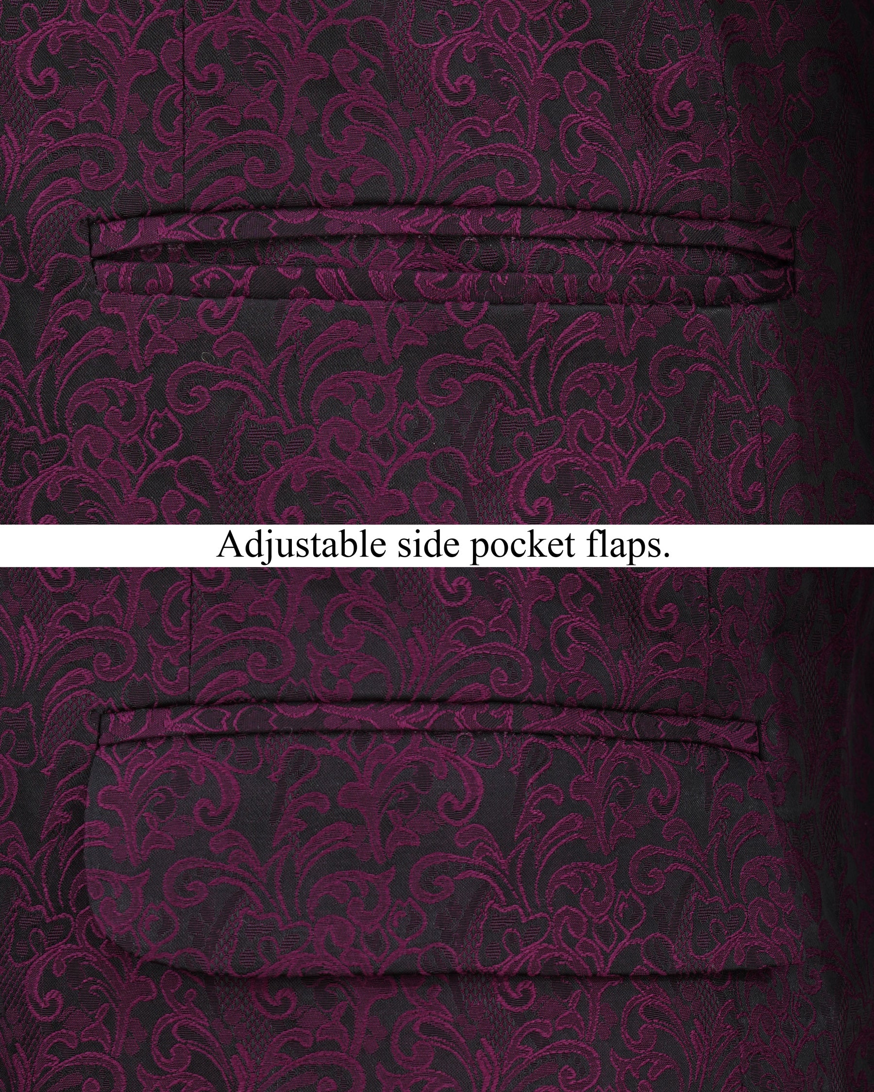 Thunder Dark Maroon with Byzantium Maroon Damask Textured Bandhgala Designer Blazer BL2159-BG-36, BL2159-BG-38, BL2159-BG-40, BL2159-BG-42, BL2159-BG-44, BL2159-BG-46, BL2159-BG-48, BL2159-BG-50, BL2159-BG-52, BL2159-BG-54, BL2159-BG-56, BL2159-BG-58, BL2159-BG-60