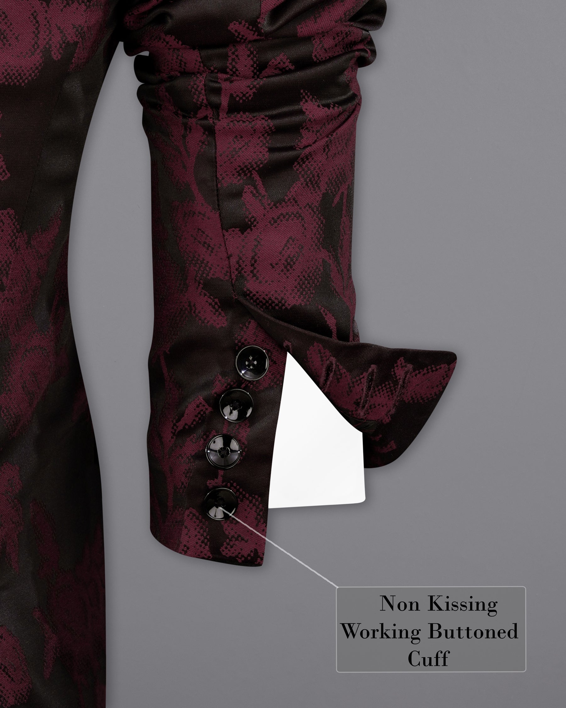 Zeus Black with Lonestar Maroon Floral Printed Single Breasted Designer Blazer