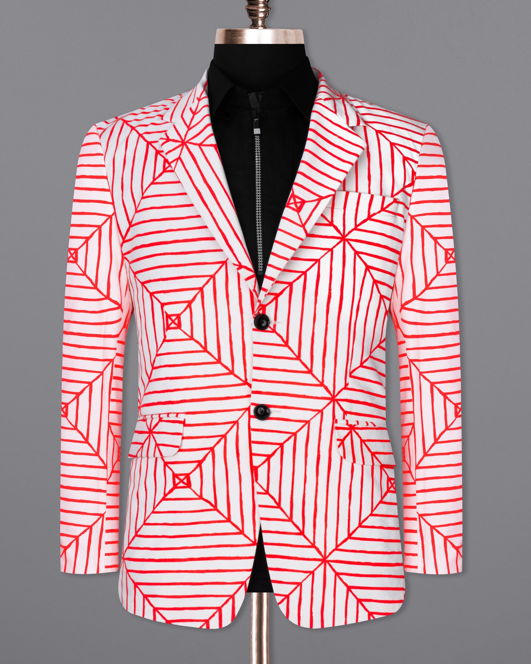 Bright white With Geometric  printed Blazer