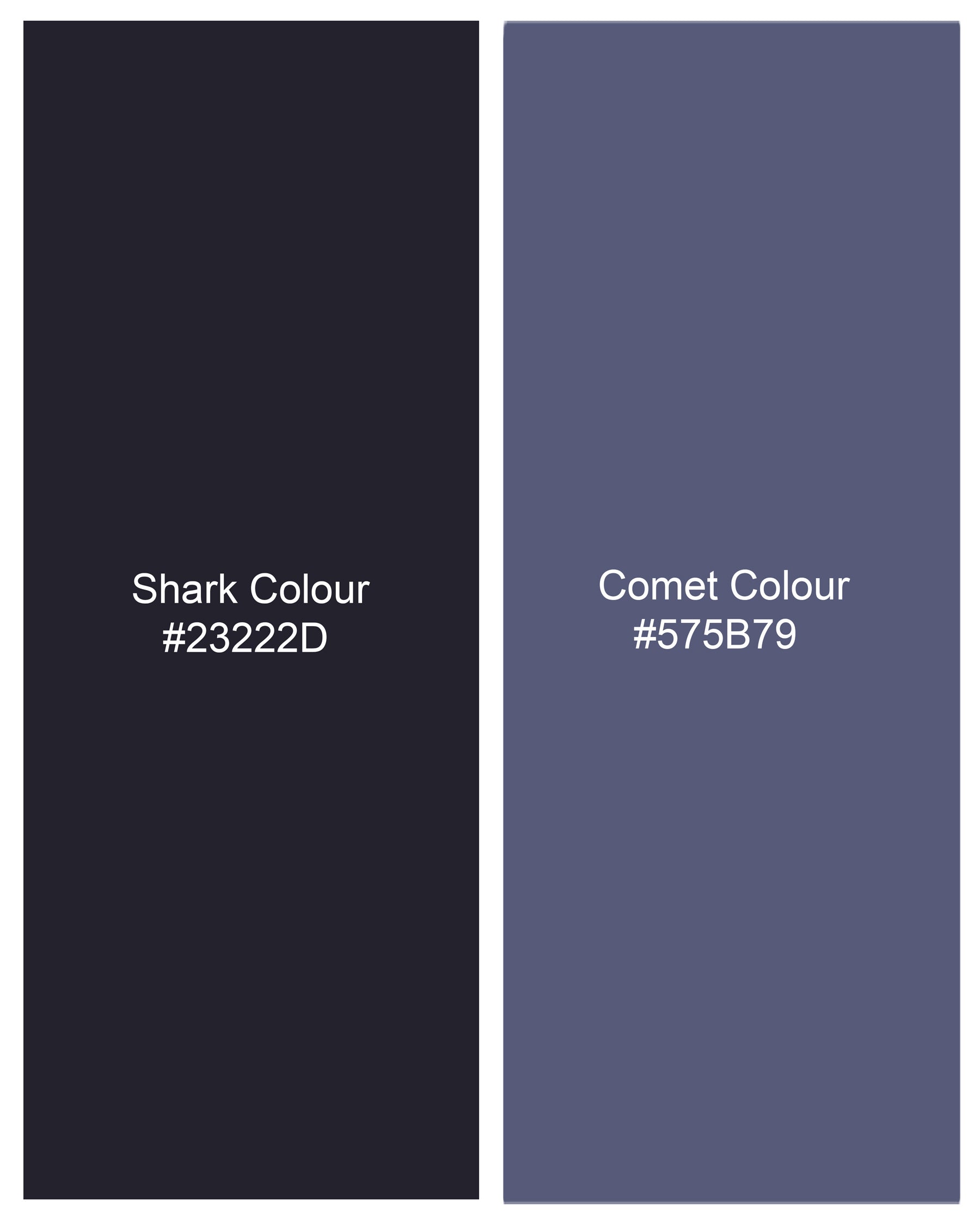 Shark Navy Blue with Comet Blue Paisley Textured Denim Designer Bandhgala Indo-Western Blazer