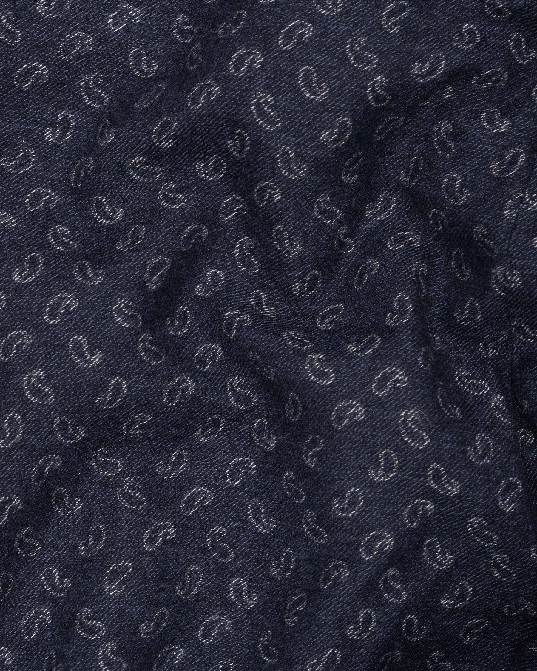 Baltic Sea Navy Blue Paisley Textured Flannel Premium Cotton Bandhgala Designer Blazer