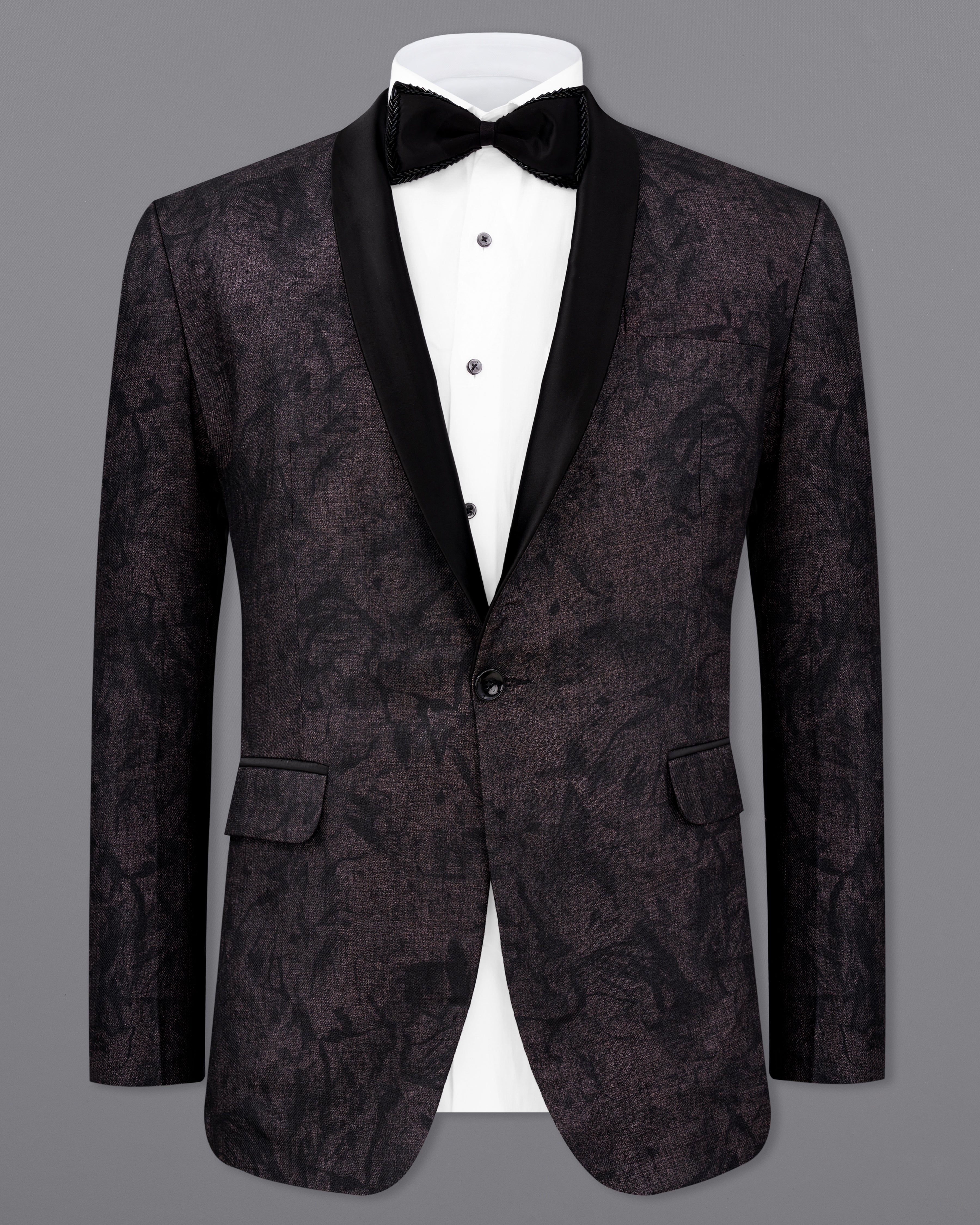 Iridium Brown and Black Printed Tuxedo Designer Blazer