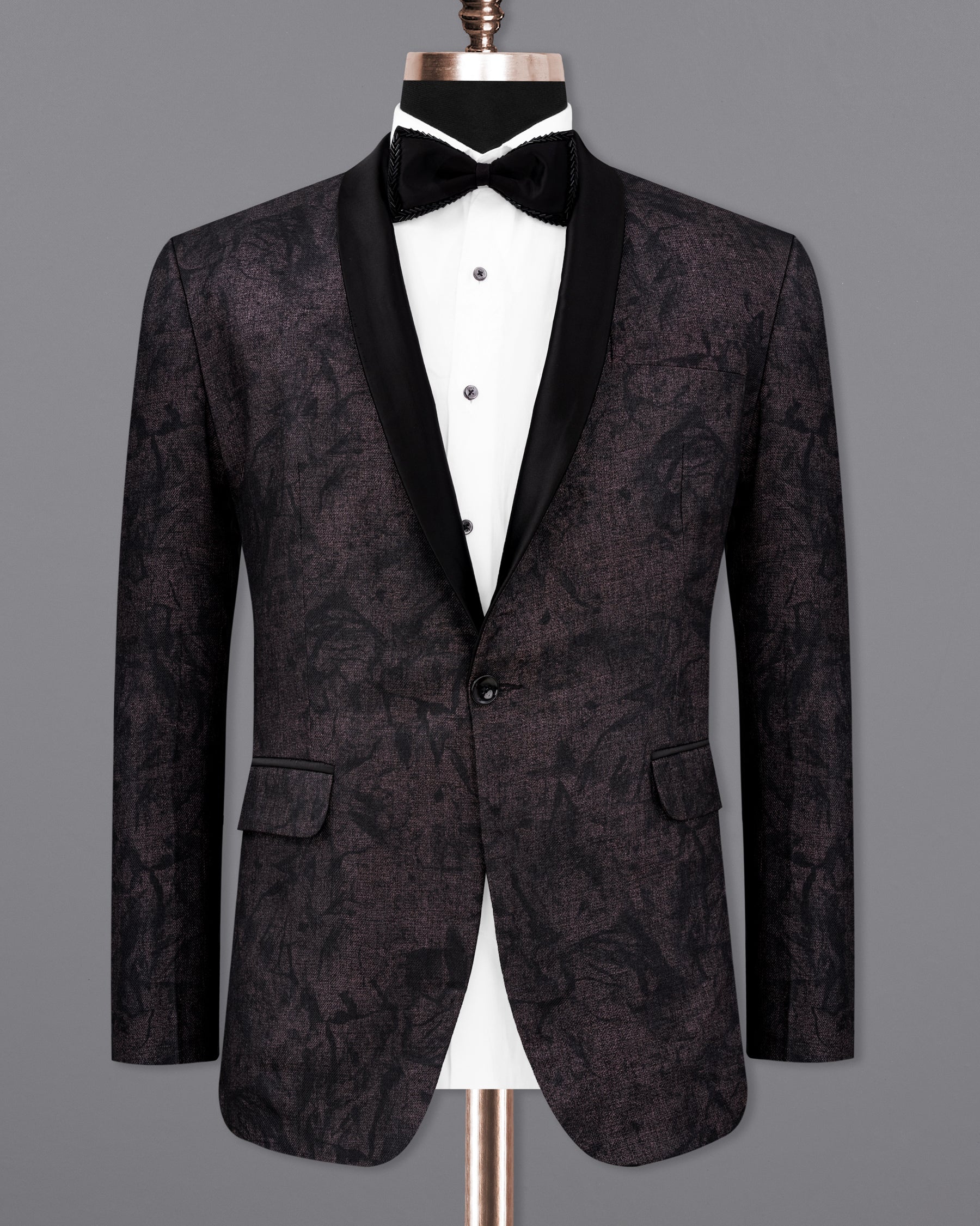 Iridium Brown and Black Printed Tuxedo Designer Blazer