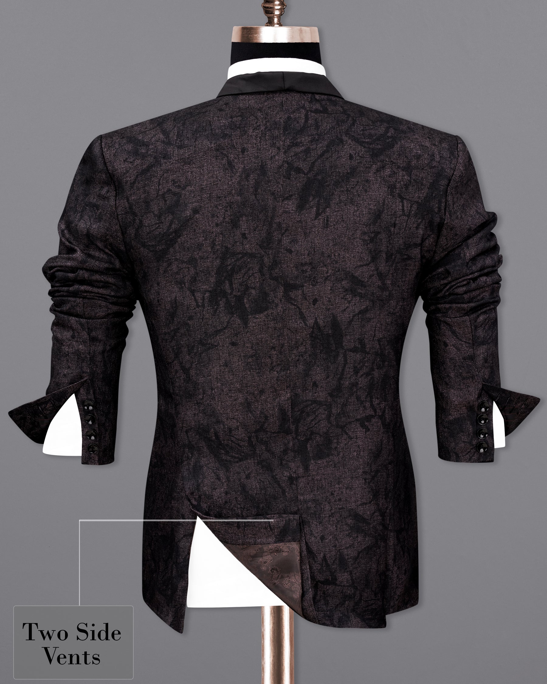 Iridium Brown and Black Printed Tuxedo Designer Blazer