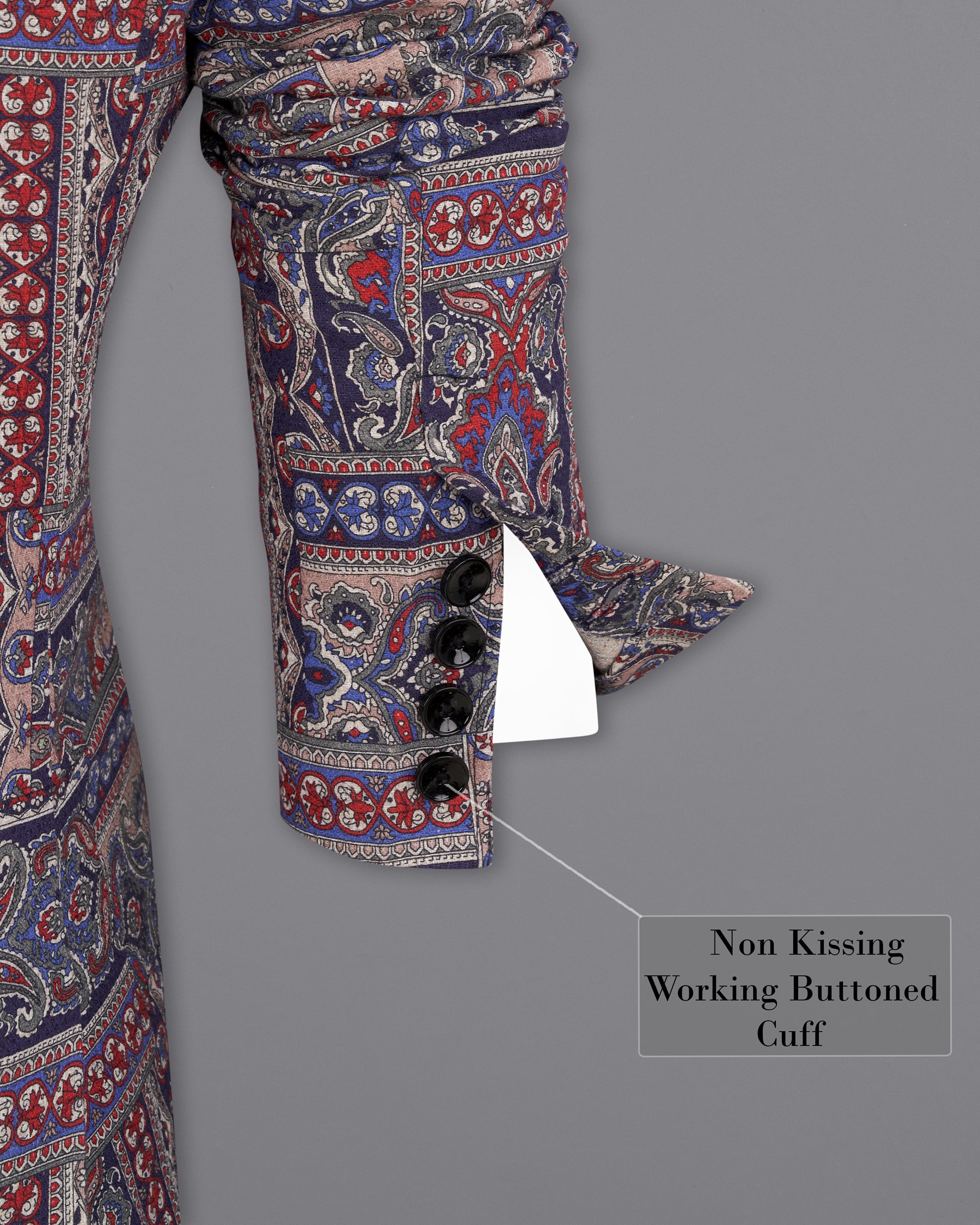 Eunry Brown with Twilight Blue Indo-Western Printed Premium Cotton Designer Blazer