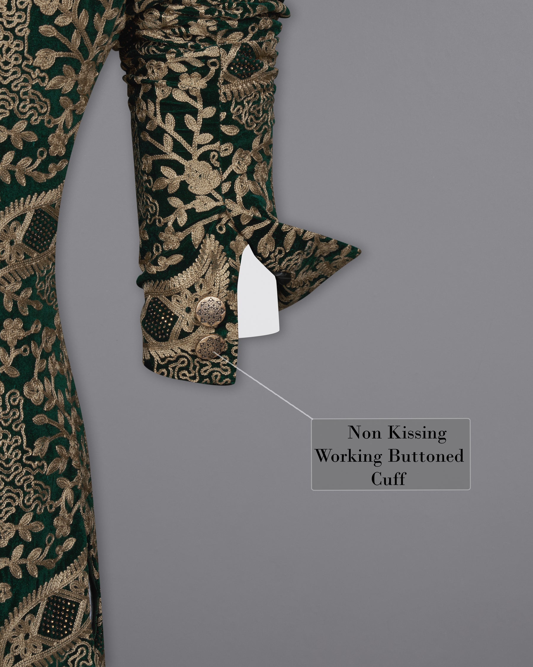 Beaver Brown with Asphalt Green Diamond Work with Cotton Thread Heavy Embroidered Bandhgala Designer Indo-Western Blazer